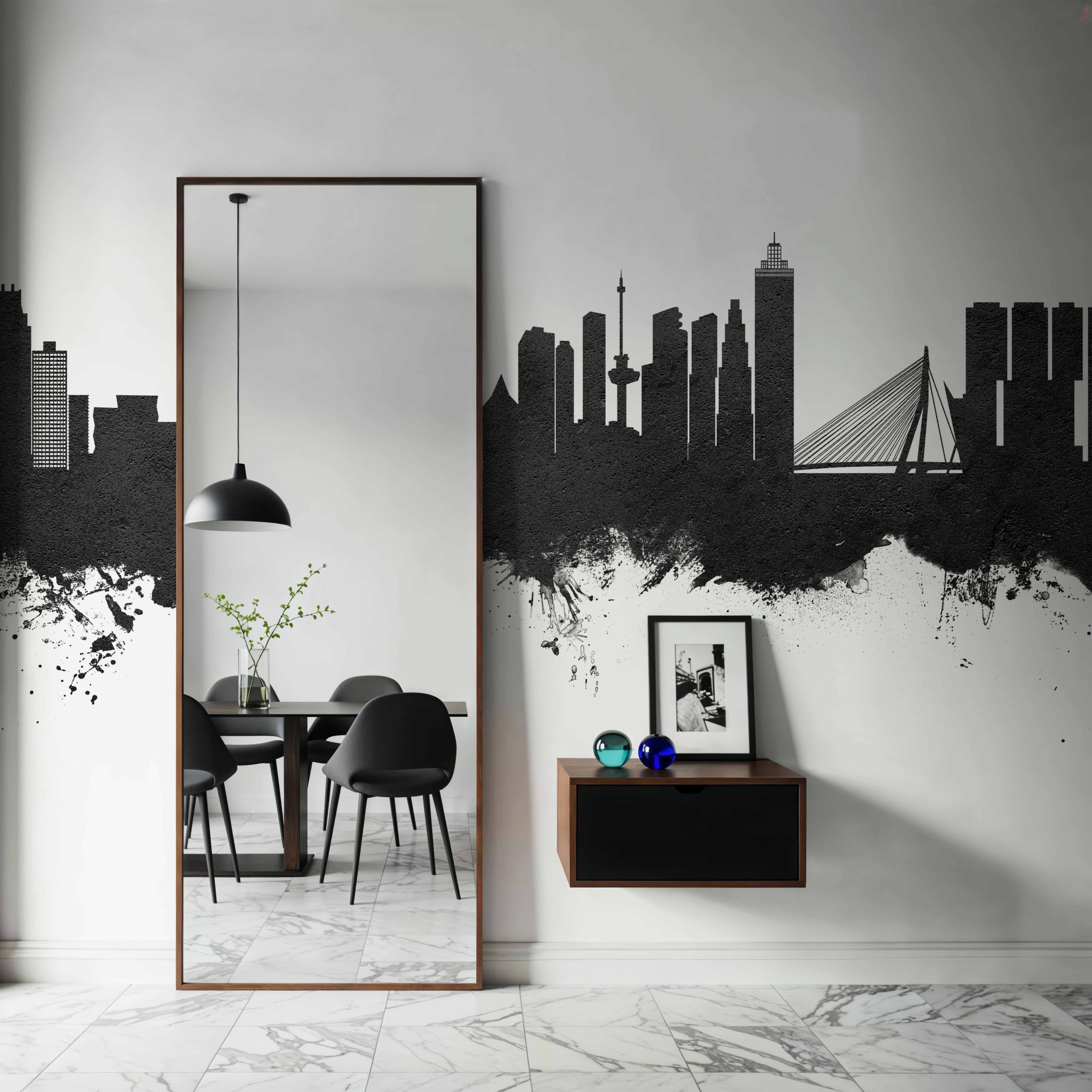 Rotterdam The Netherands Skyline Black & White