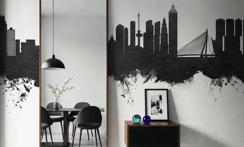 Rotterdam The Netherands Skyline Black & White