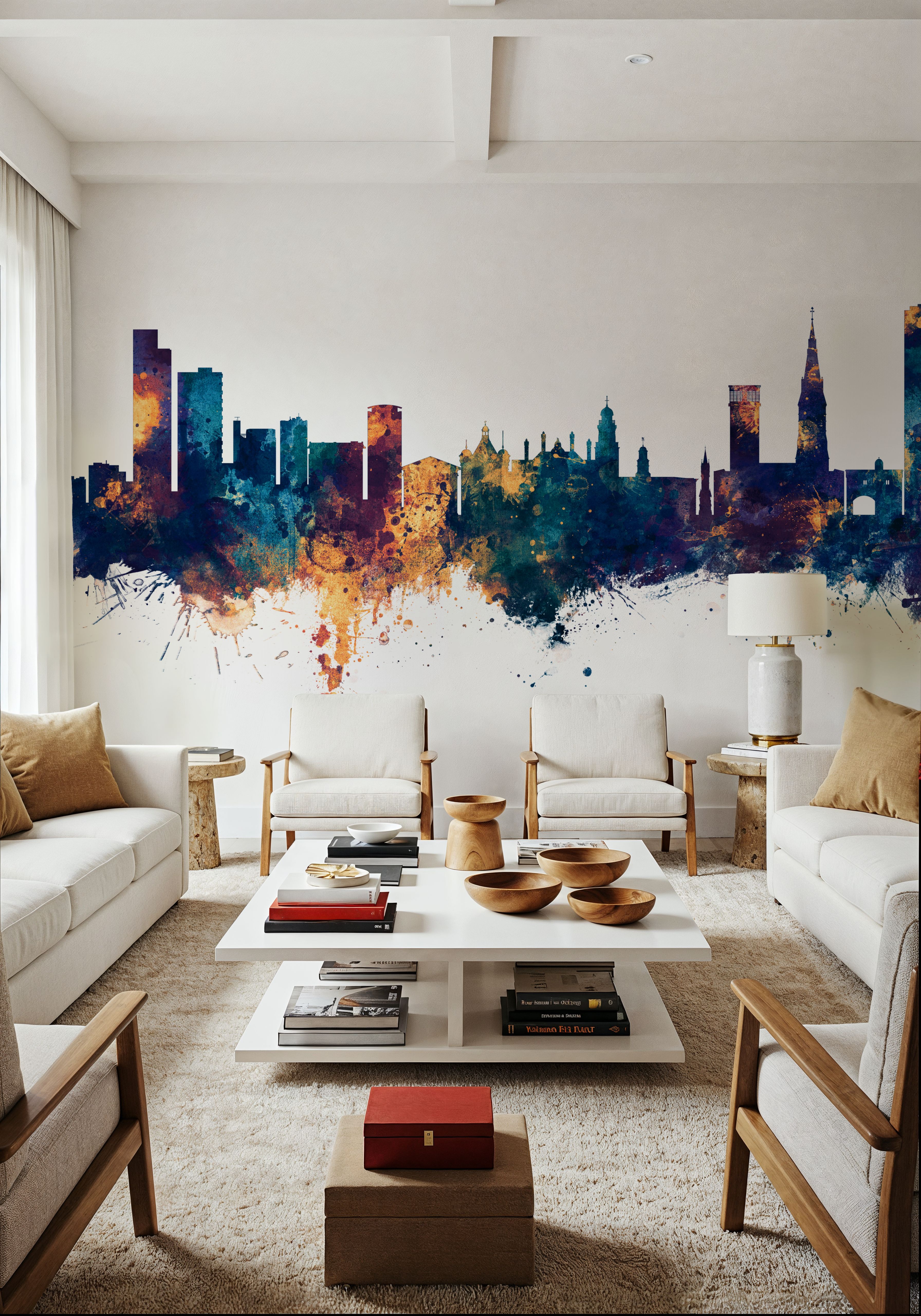 Leicester England Skyline Blue & Bronze