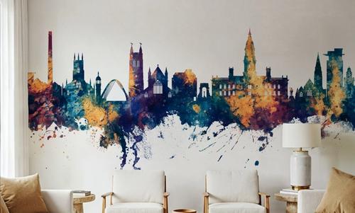 Bolton England Skyline Blue & Bronze