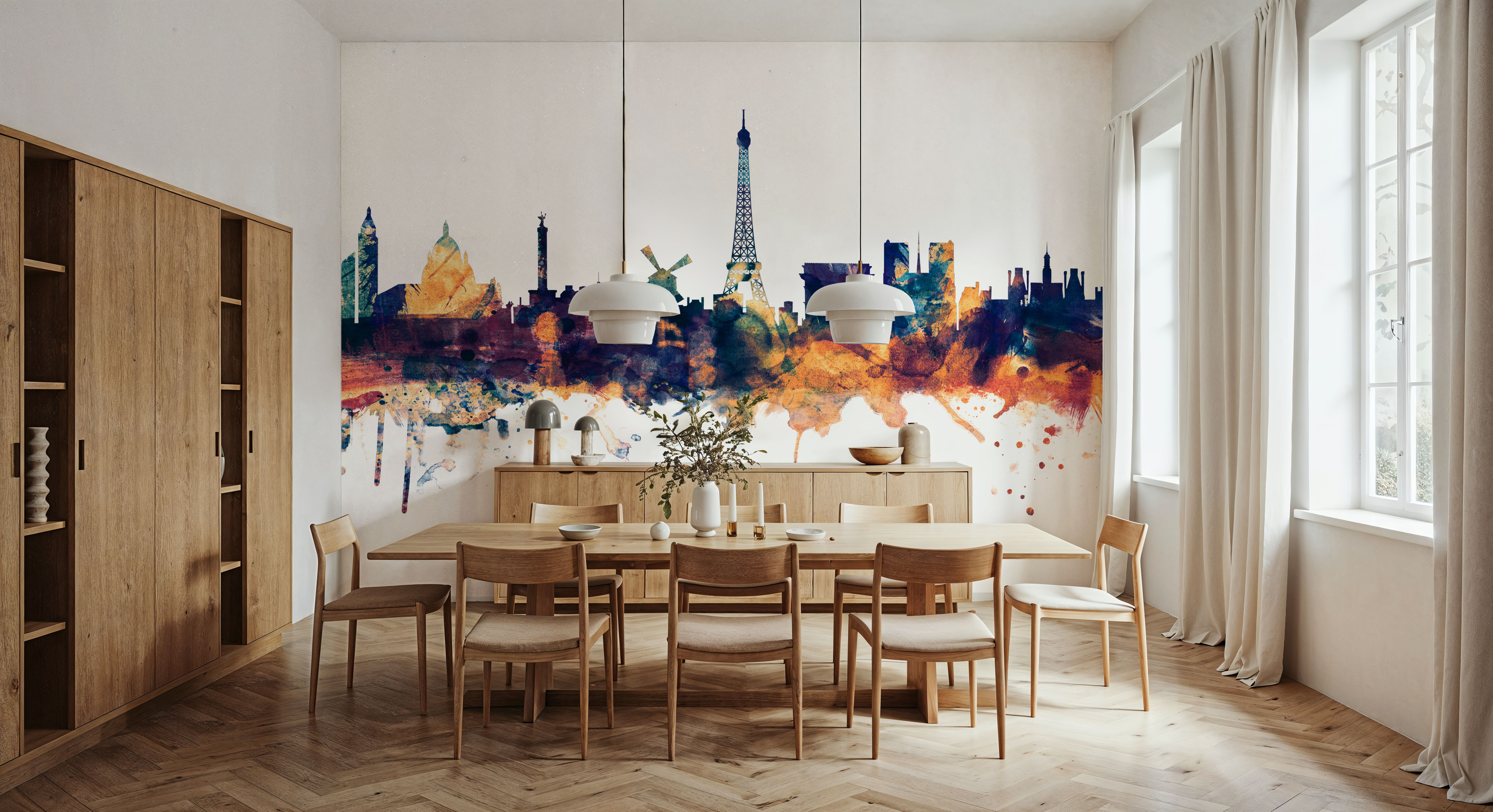 Paris Skyline Blue & Bronze