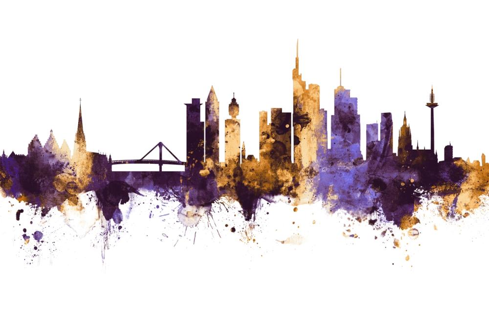 Frankfurt Skyline Purple & Gold