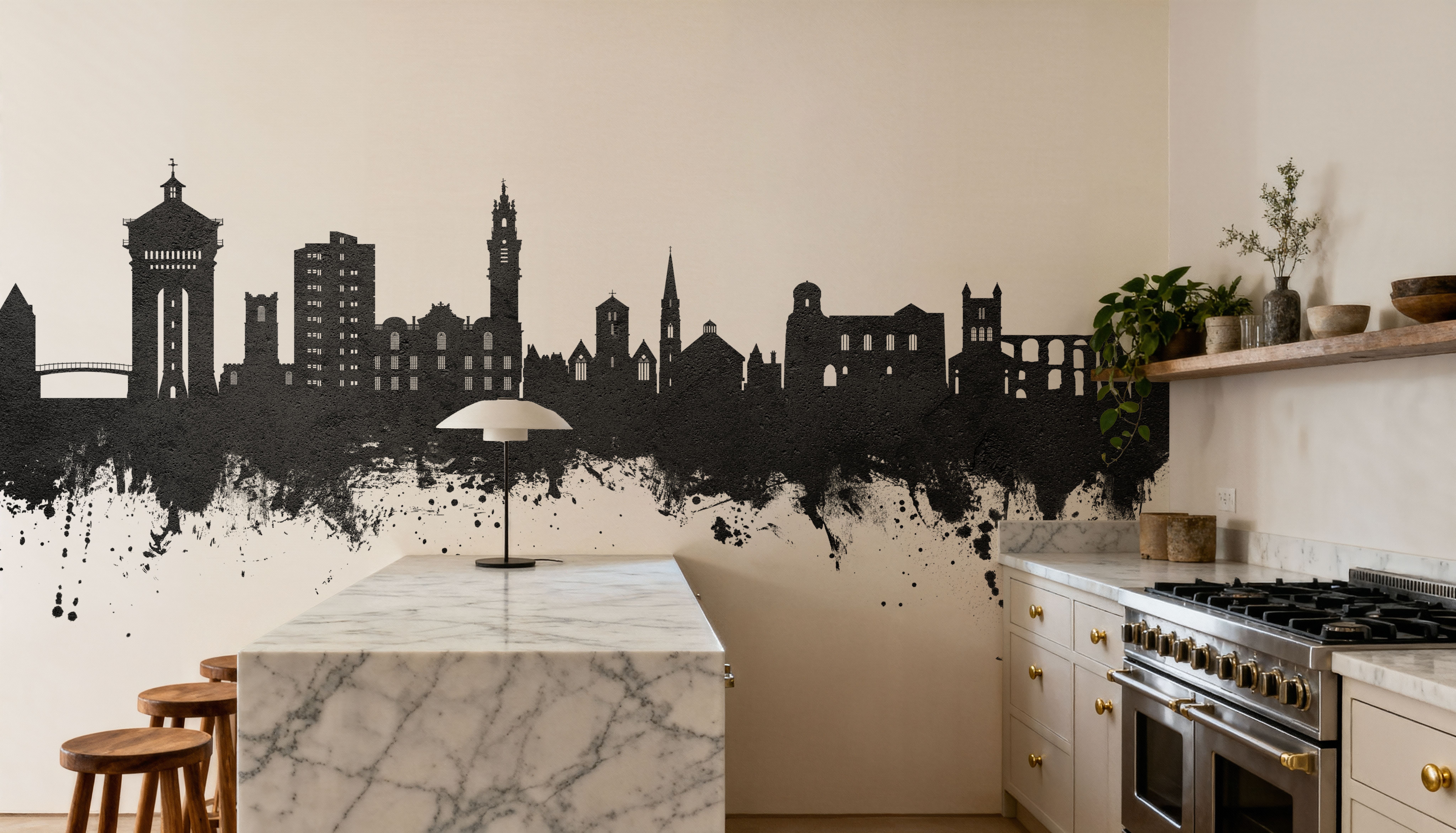 Colchester England Skyline Black & White