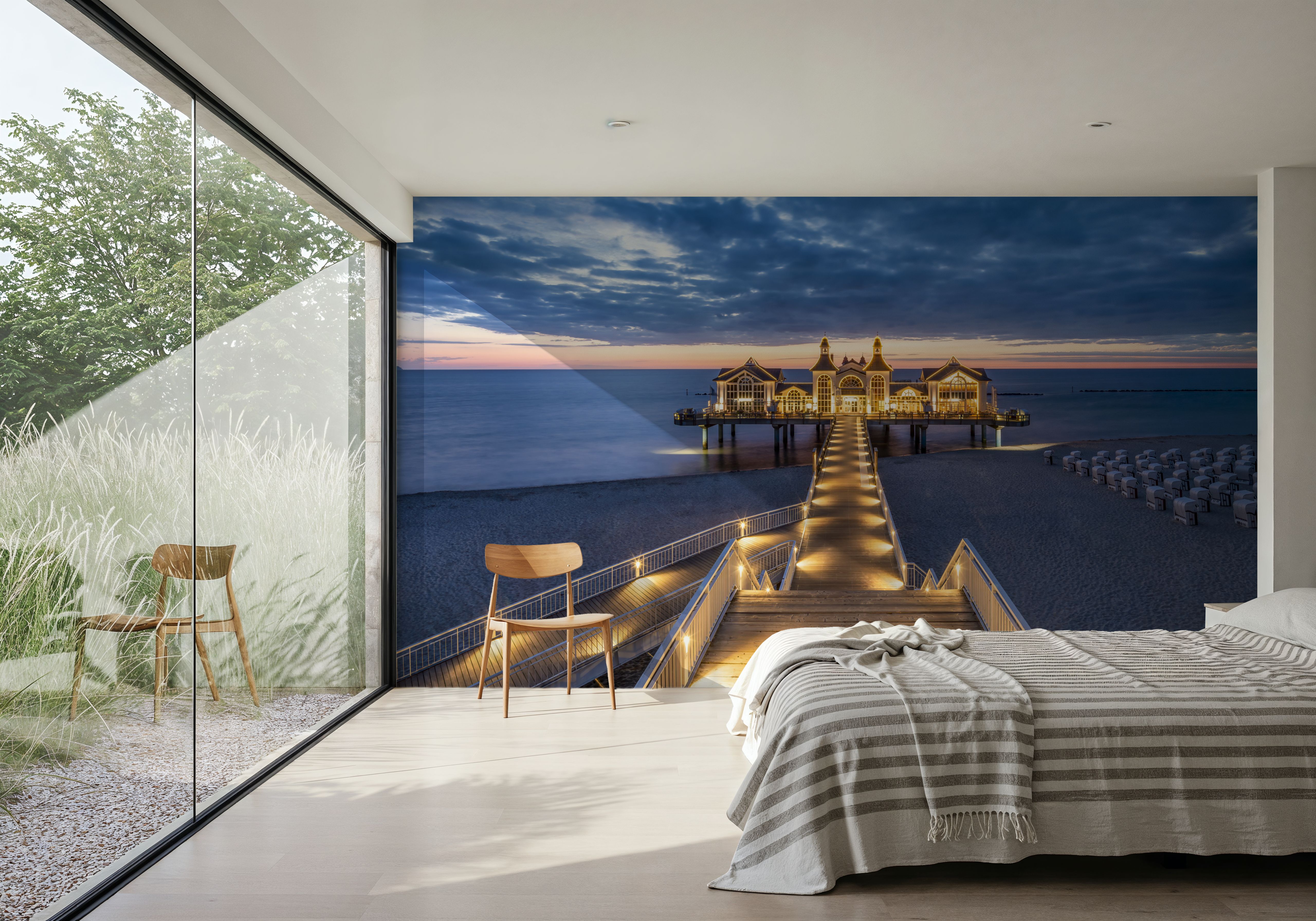 Sellin Pier at Night Panorama, Behang