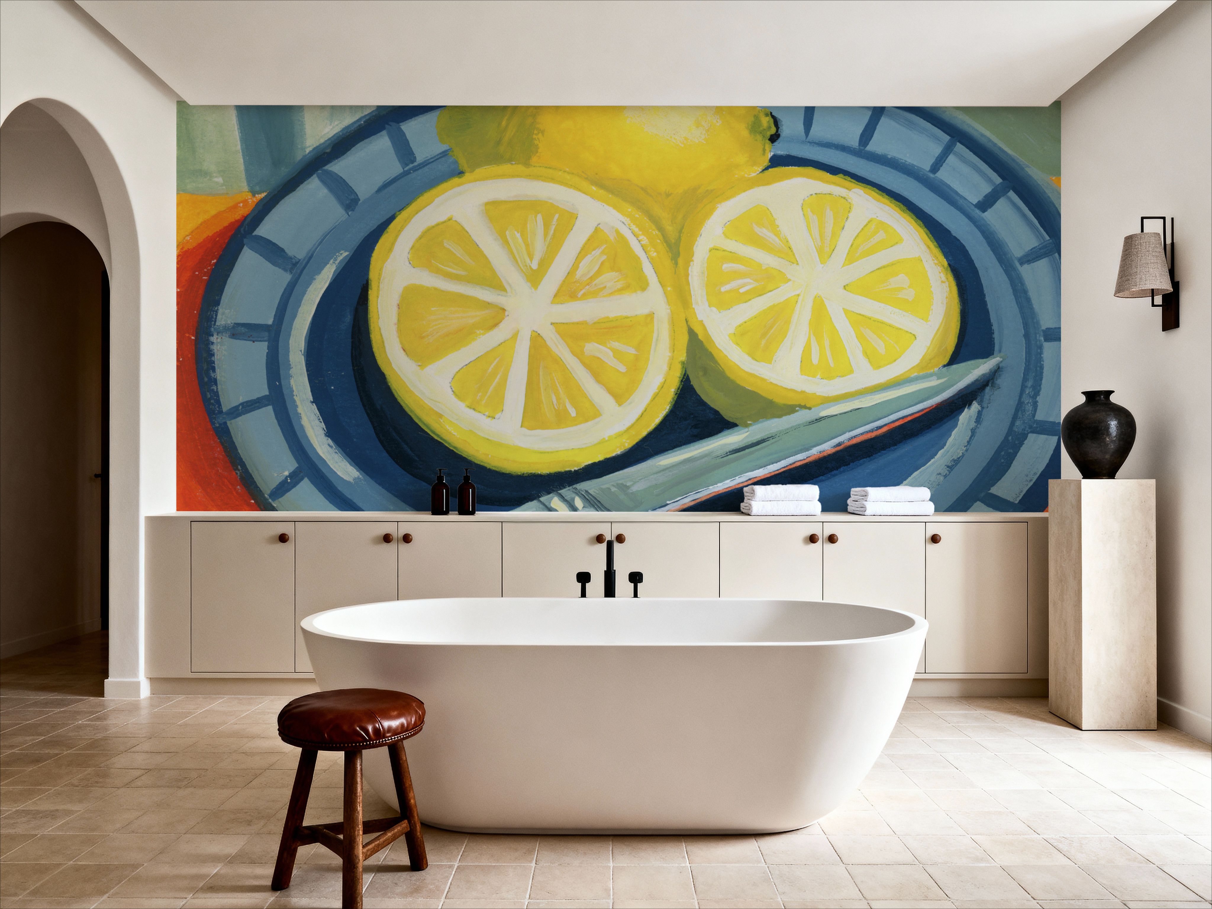 Sliced Lemons on Plates, Tapet