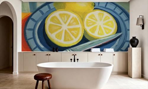 Sliced Lemons on Plates