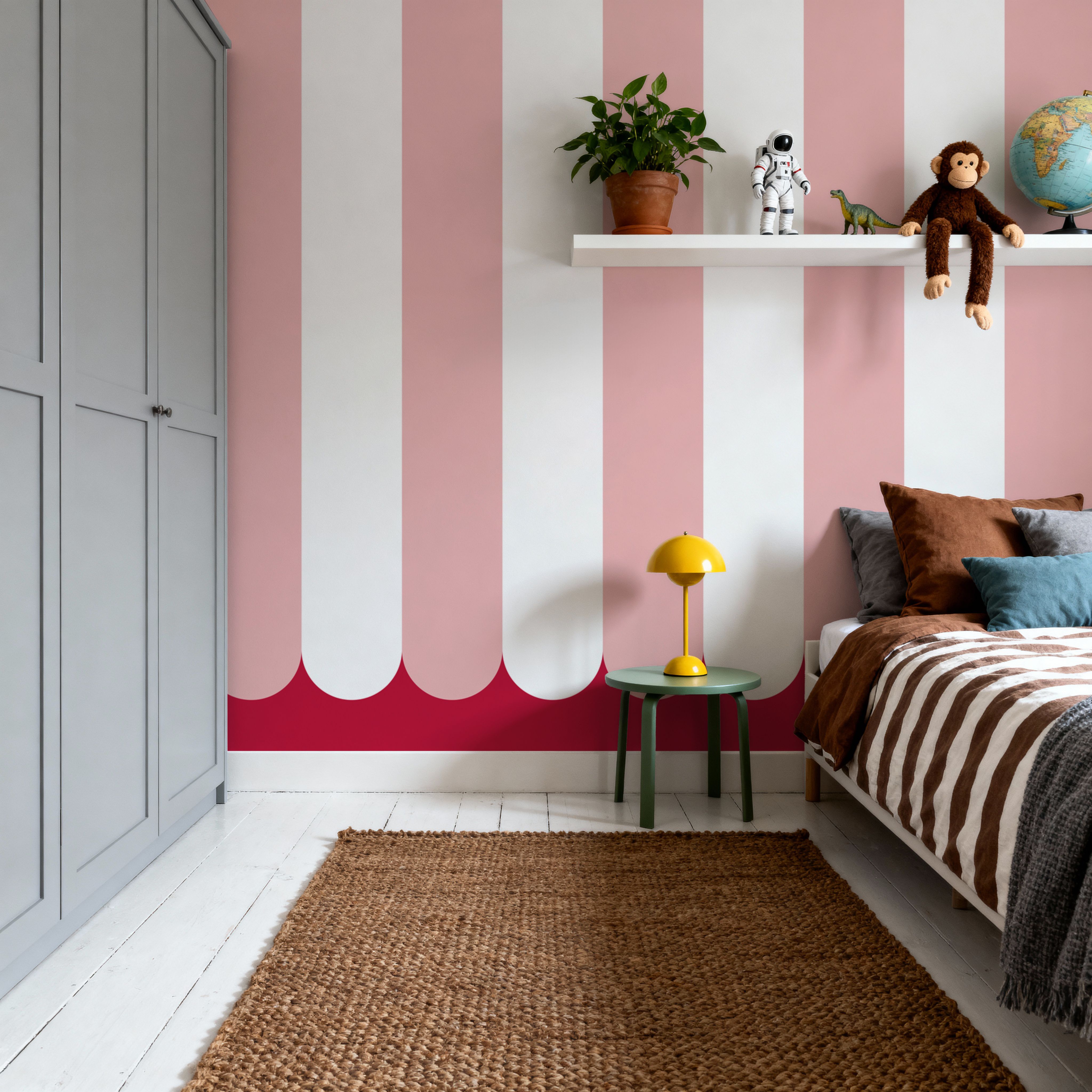 Scalloped Circus Stripes, Pink