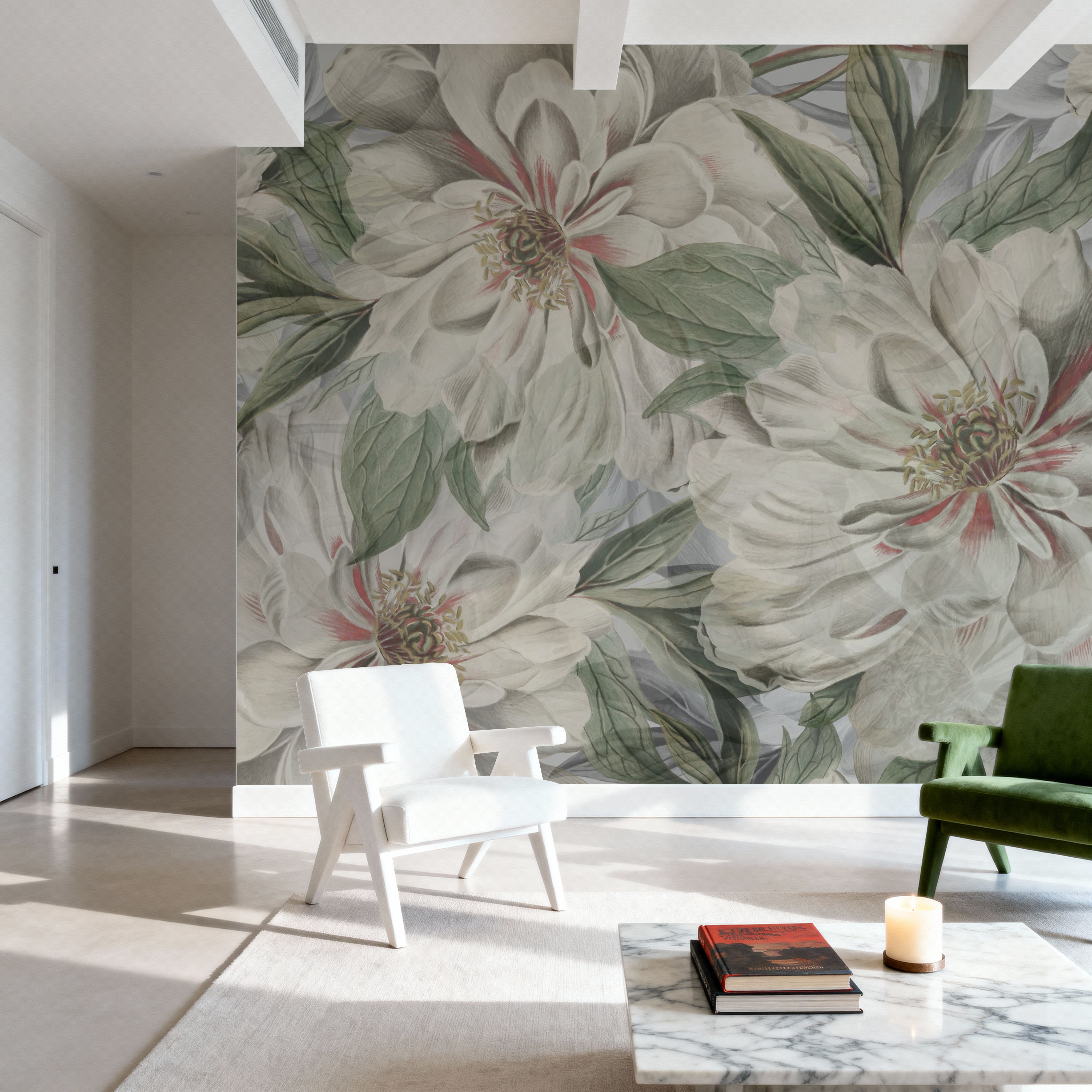 Peony Study - Pearl and Green