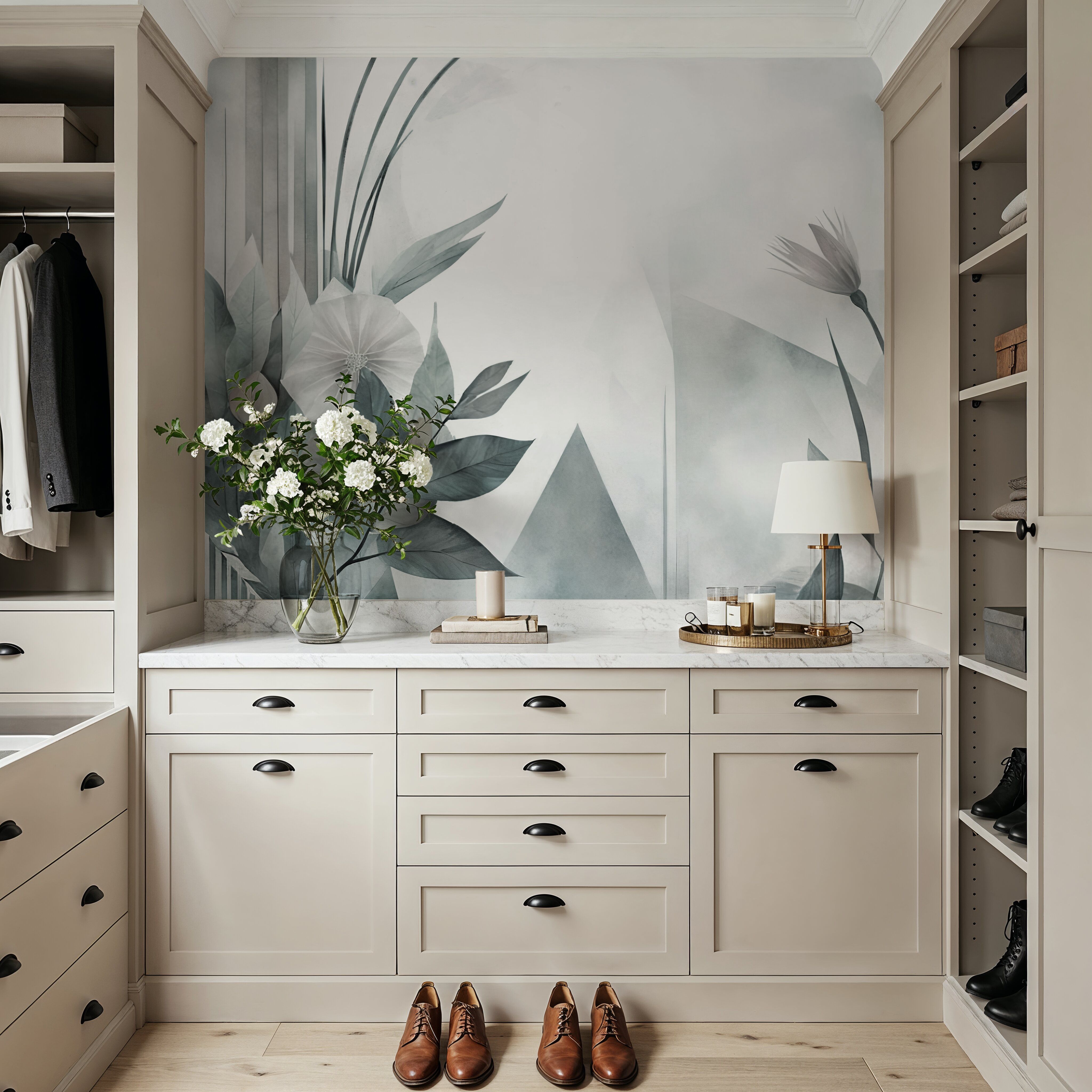 Floral Watercolor Abstract Teal