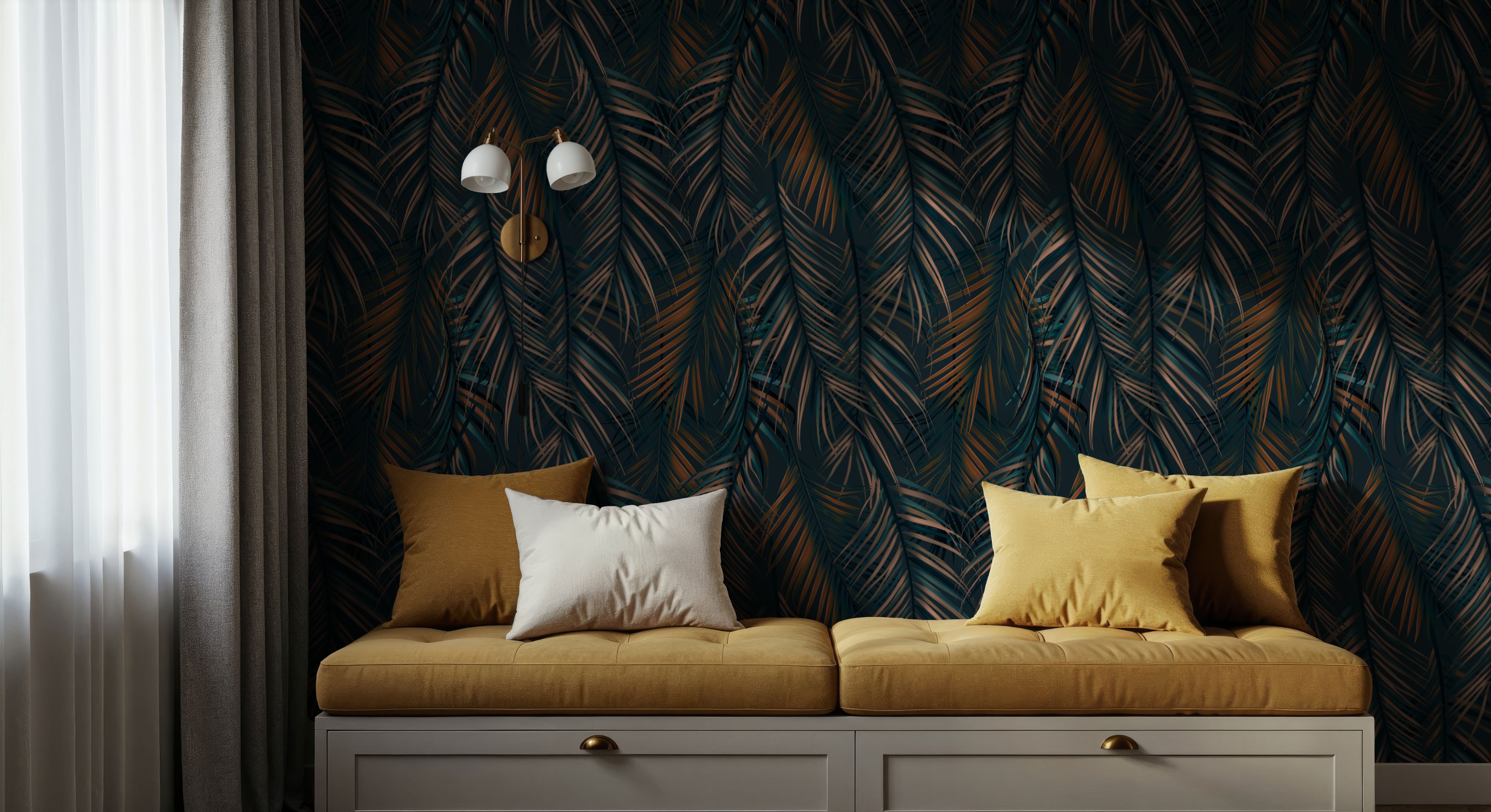 Swaying Palm Leaves, Teal