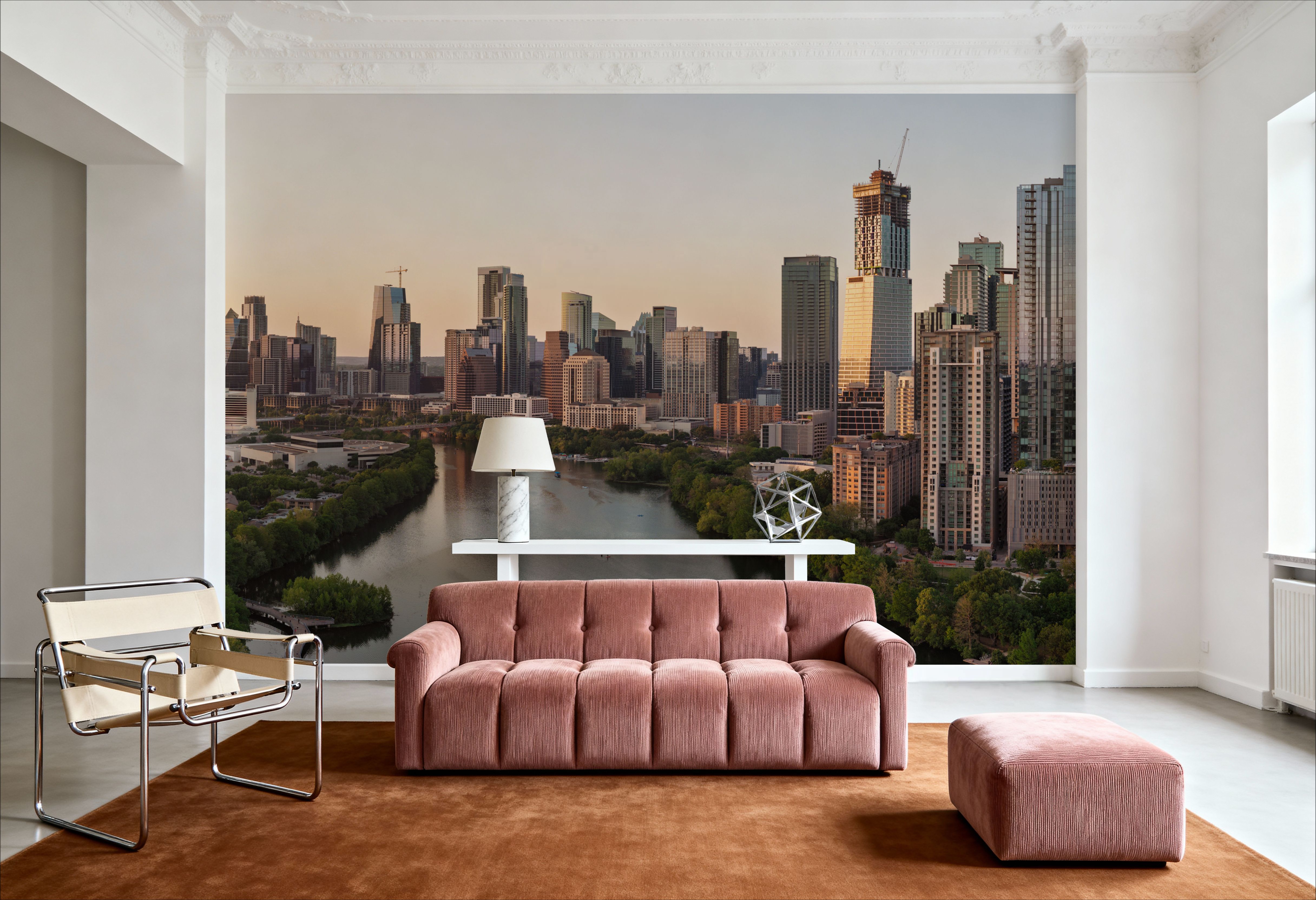 Riverside Skyscrapers Golden Metropolis