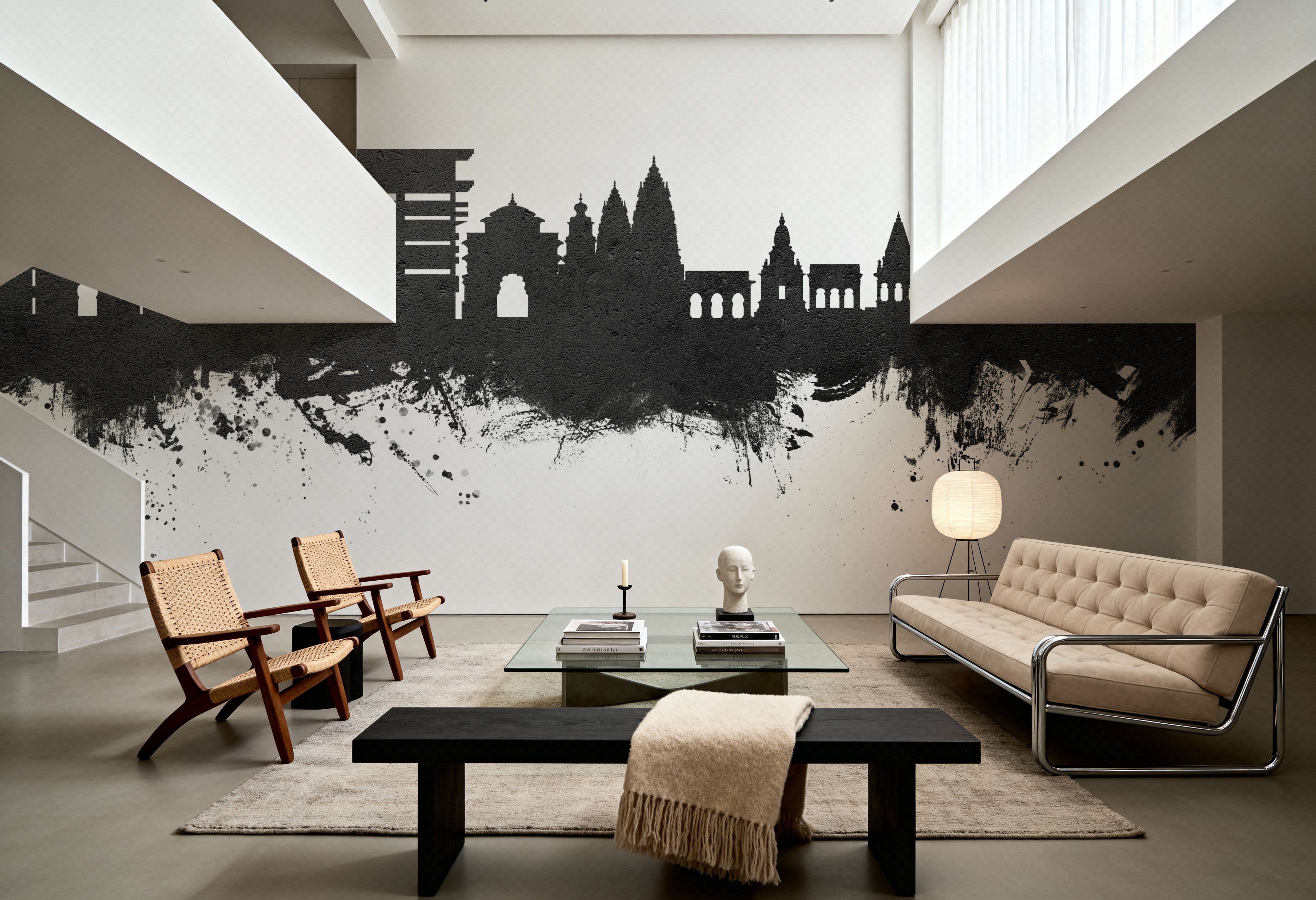 Pandharpur India Skyline Black & White