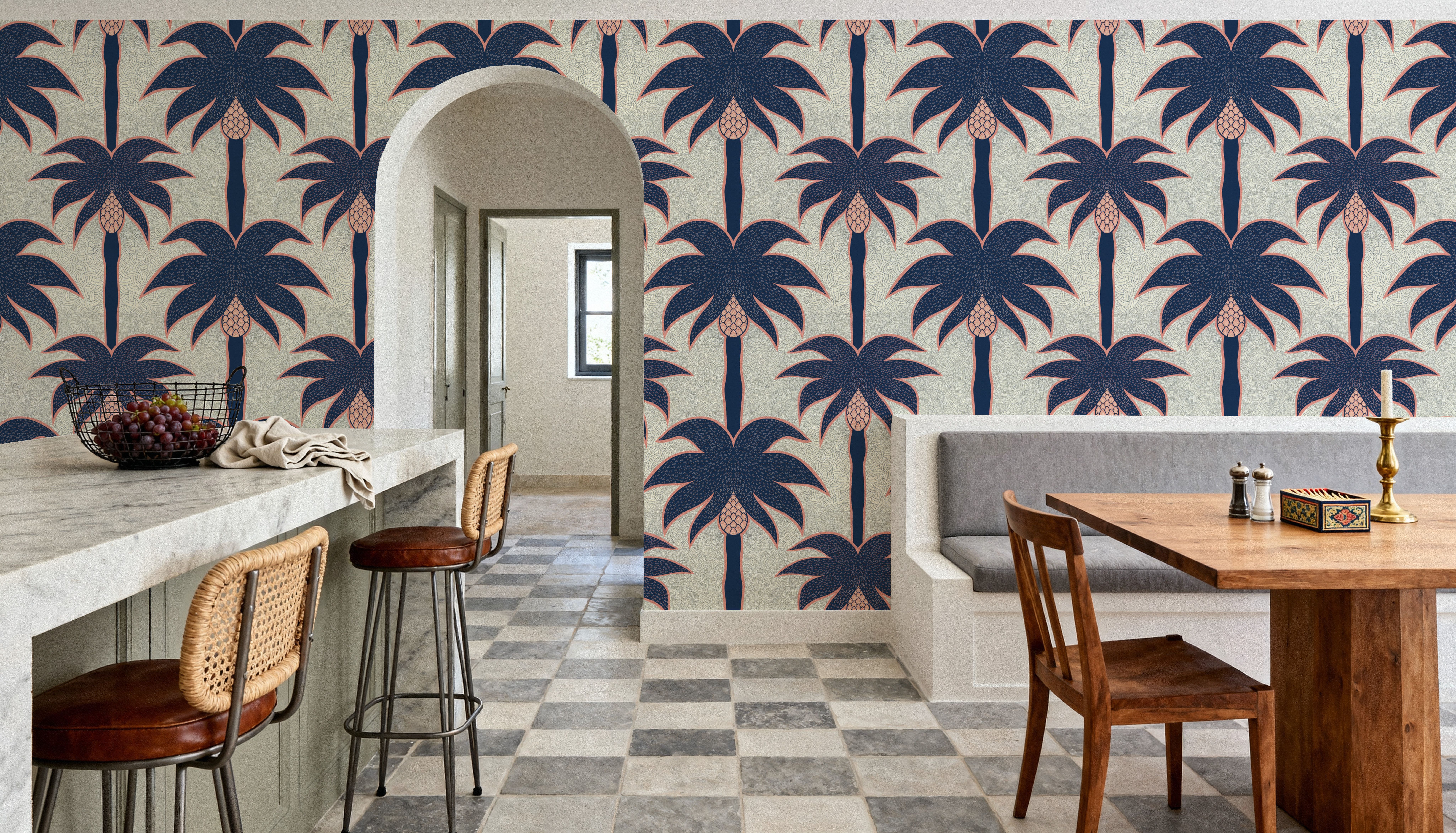 Graphic Palms, Navy