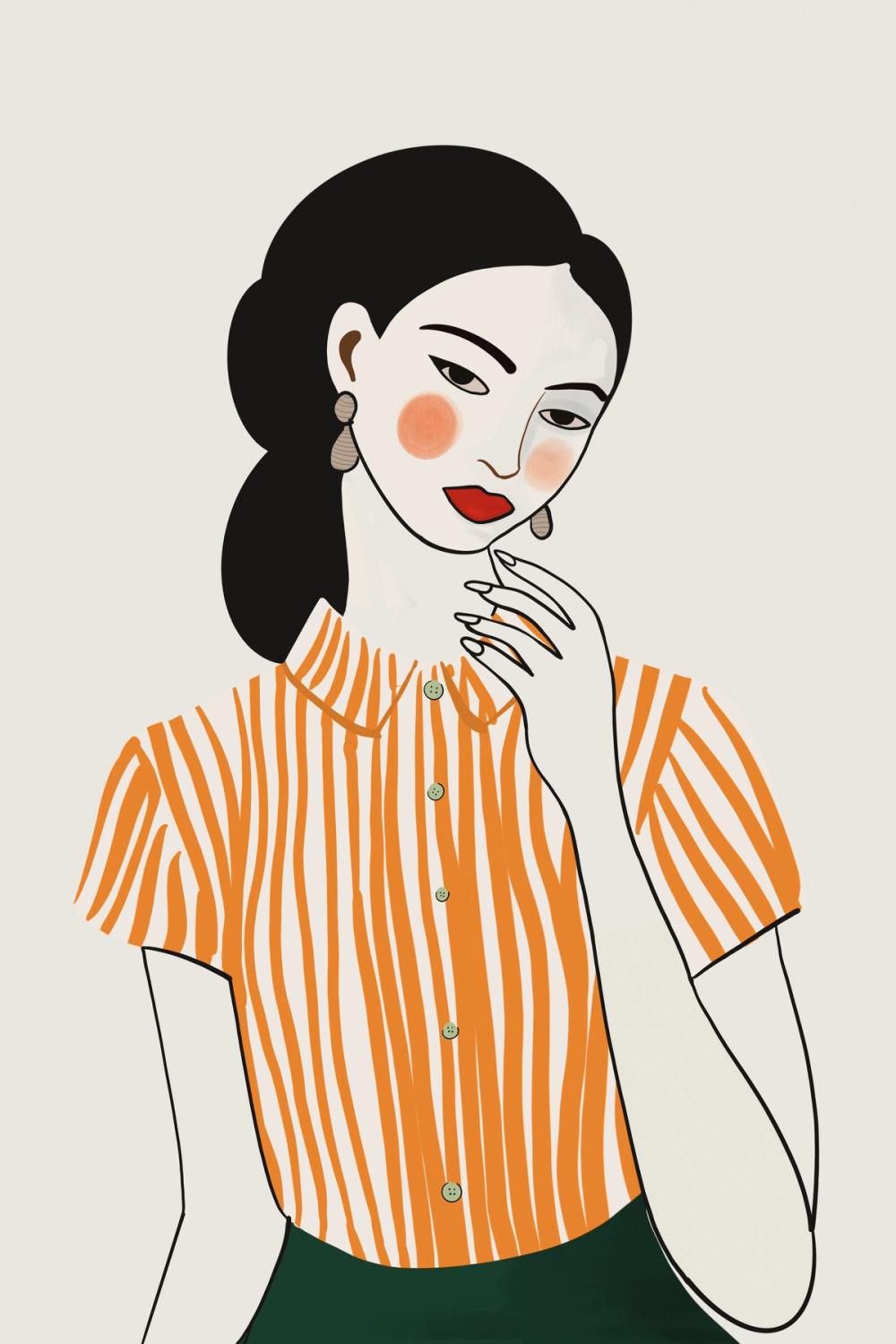 Woman in Striped Blouse II