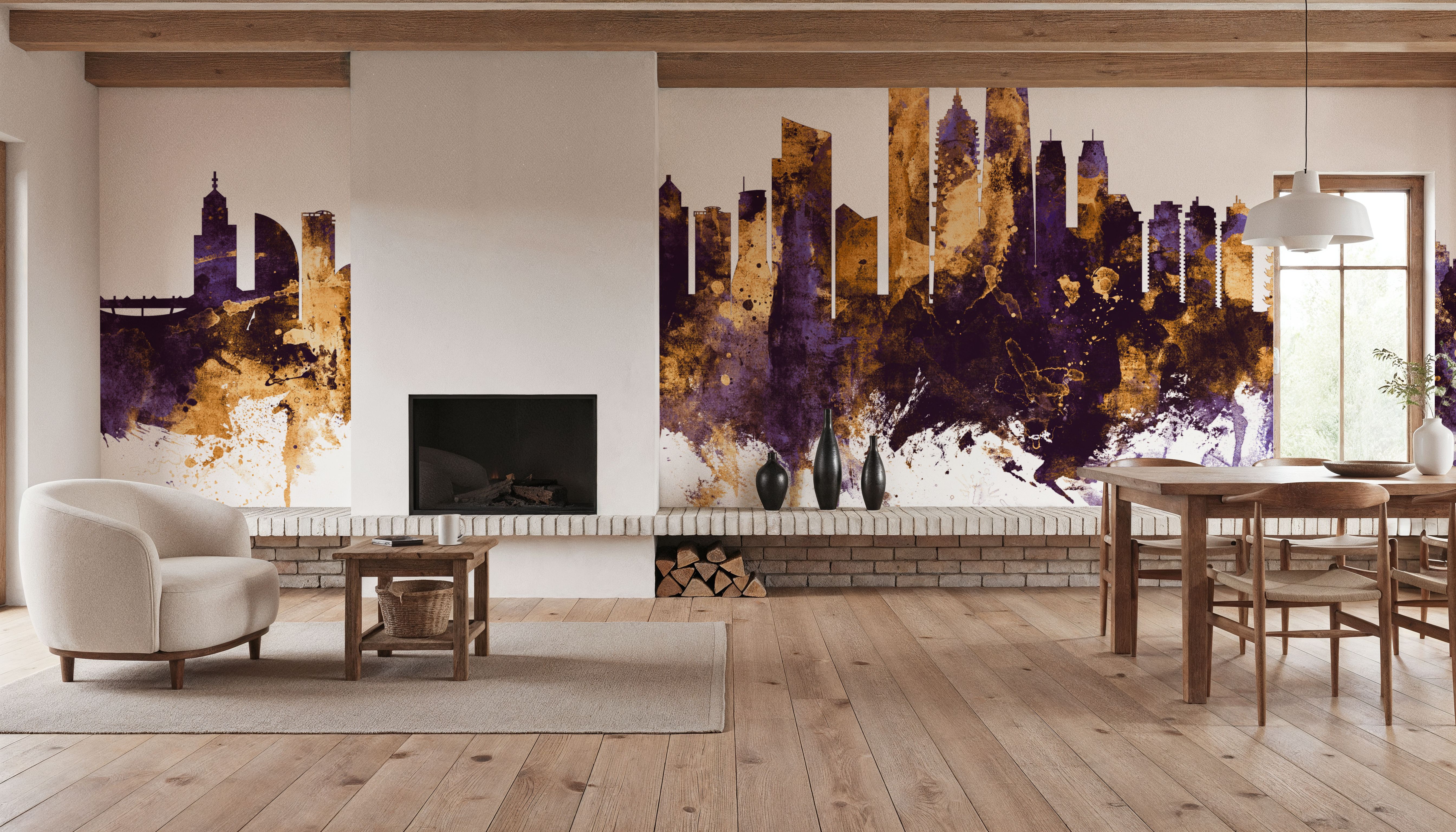 Shanghai China Skyline Purple & Gold