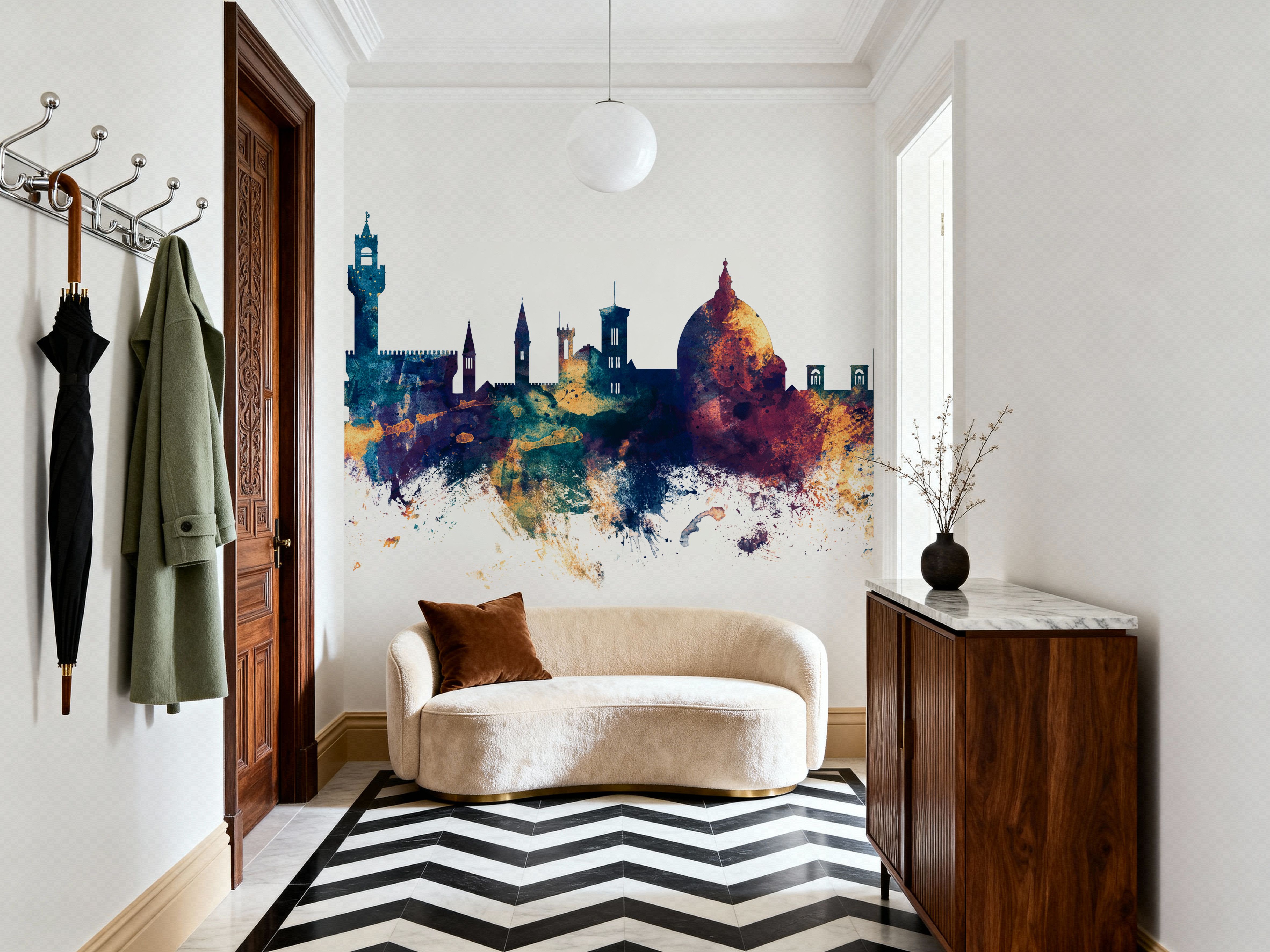 Florence Italy Skyline Blue & Bronze