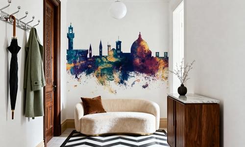 Florence Italy Skyline Blue & Bronze