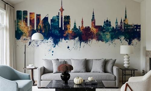 Tallinn Estonia Skyline Blue & Bronze