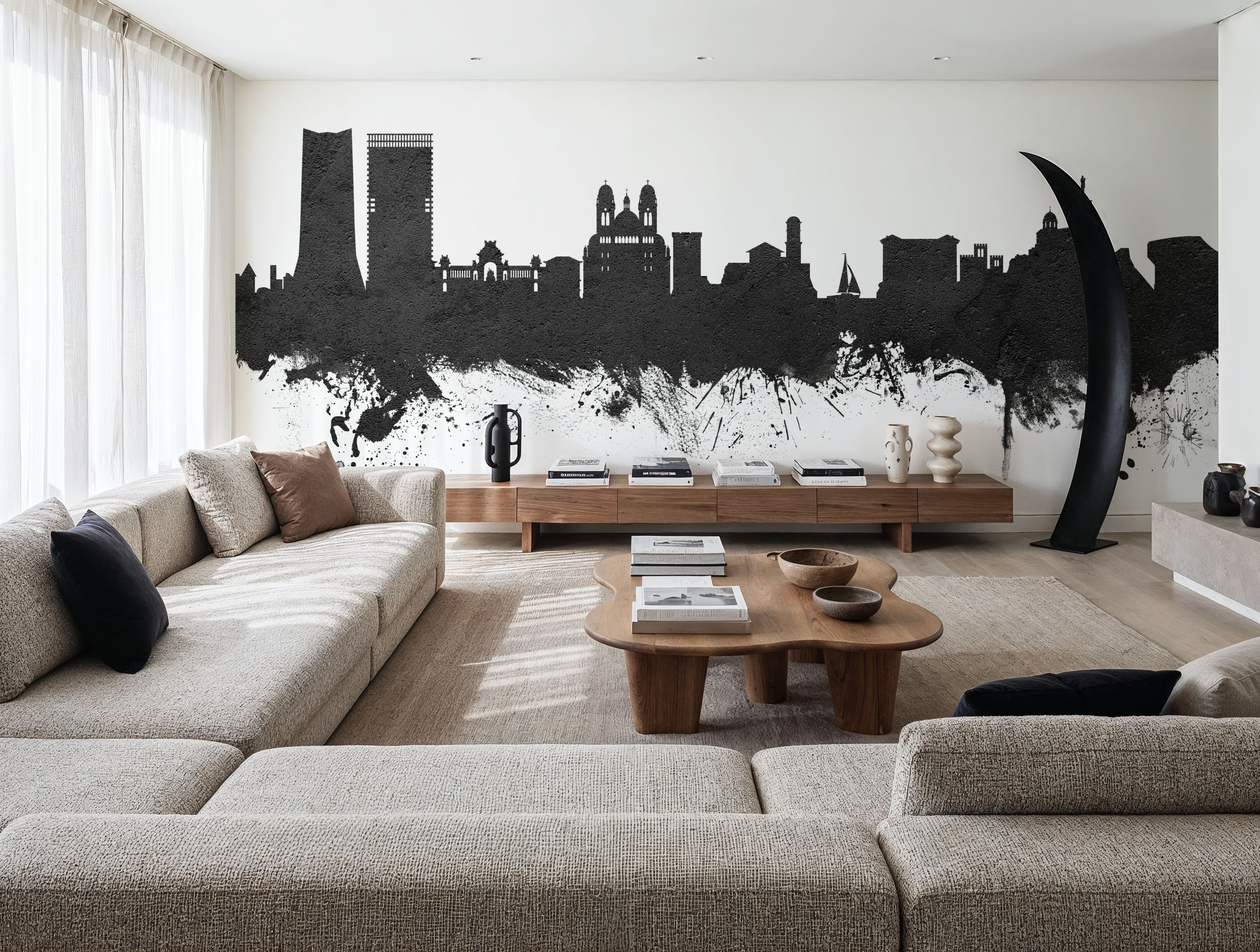 Marseille France Skyline Black & White, Wallpaper