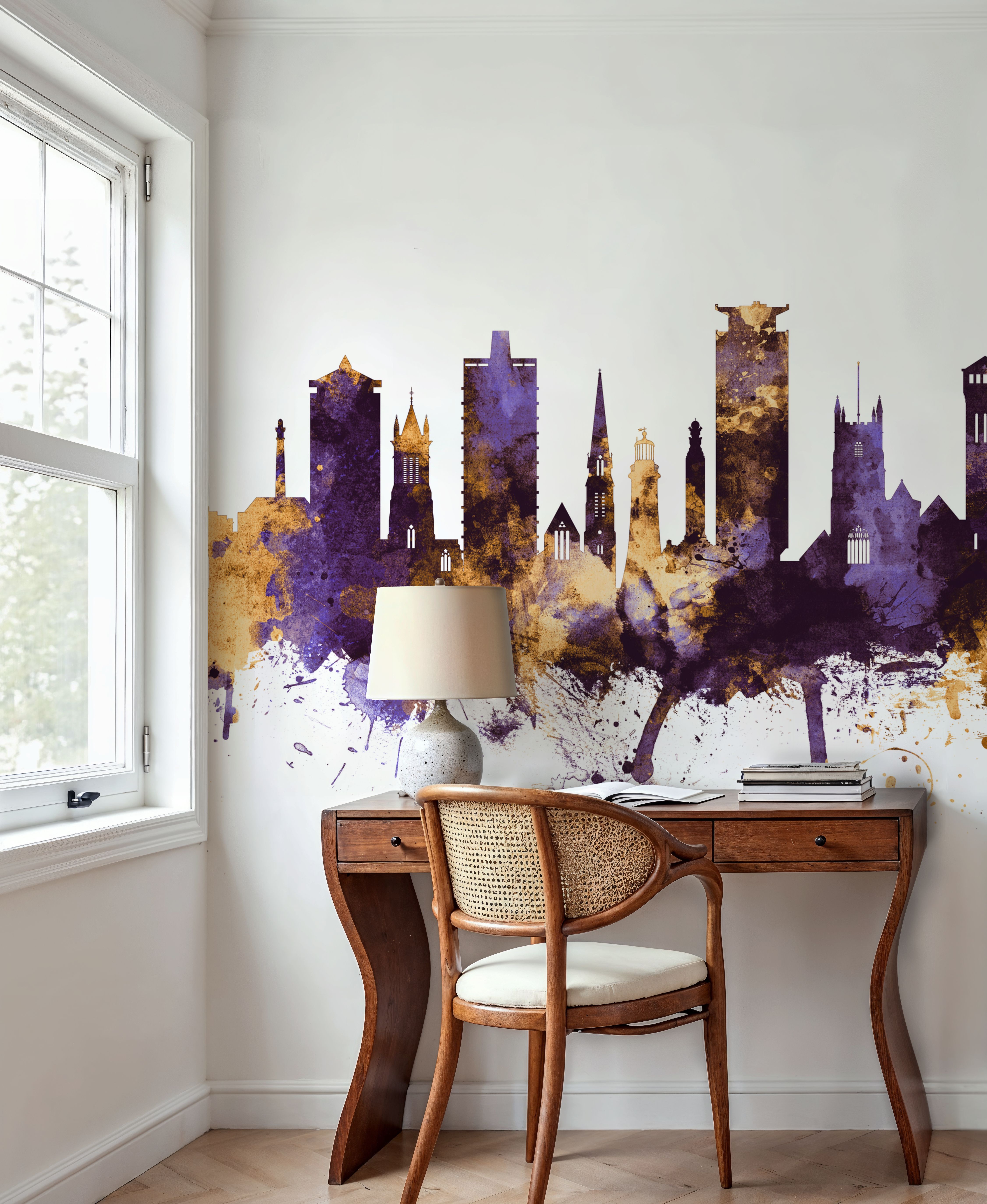 Plymouth England Skyline Purple & Gold