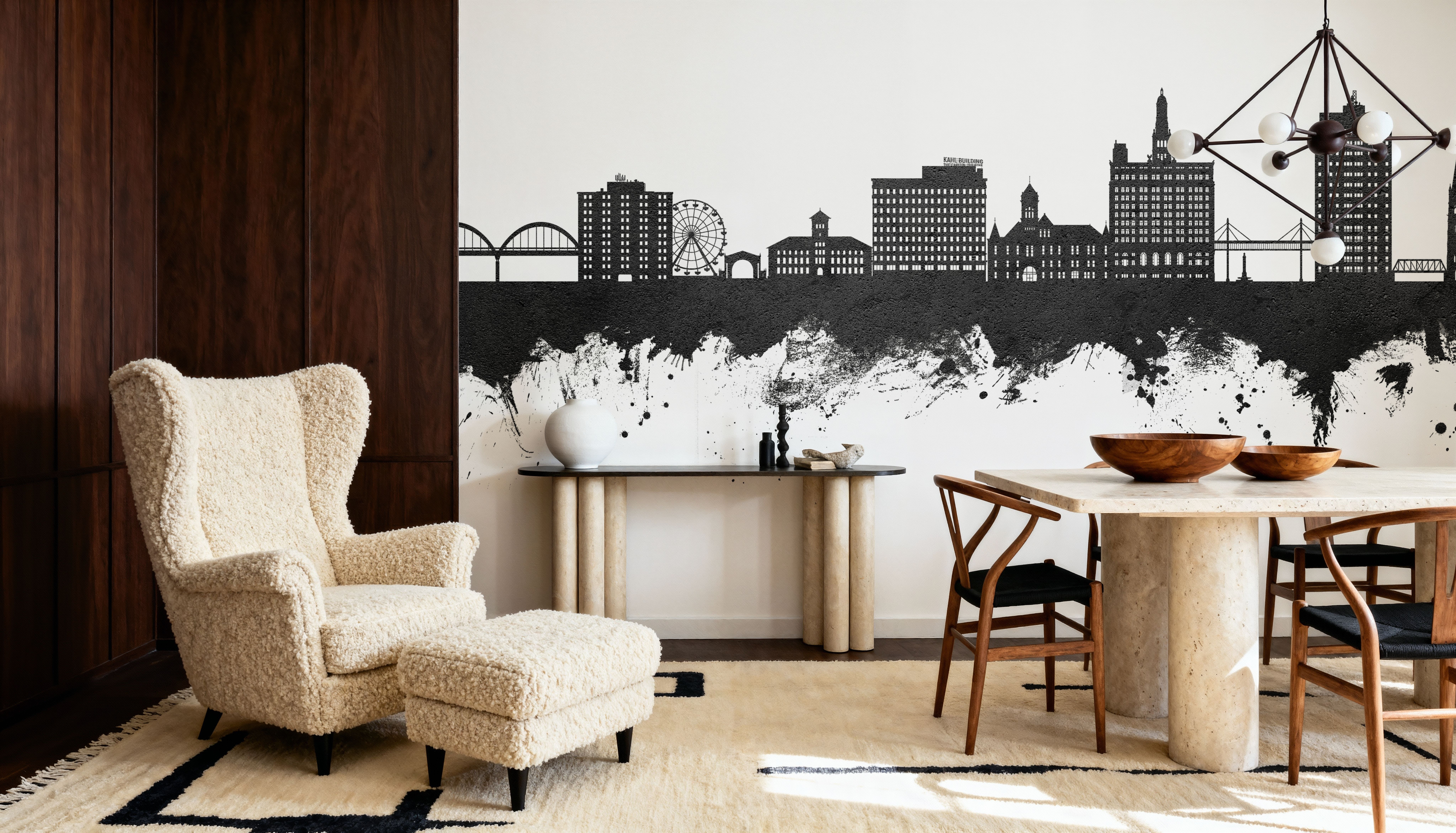 Davenport Iowa Skyline Black & White, Wallpaper