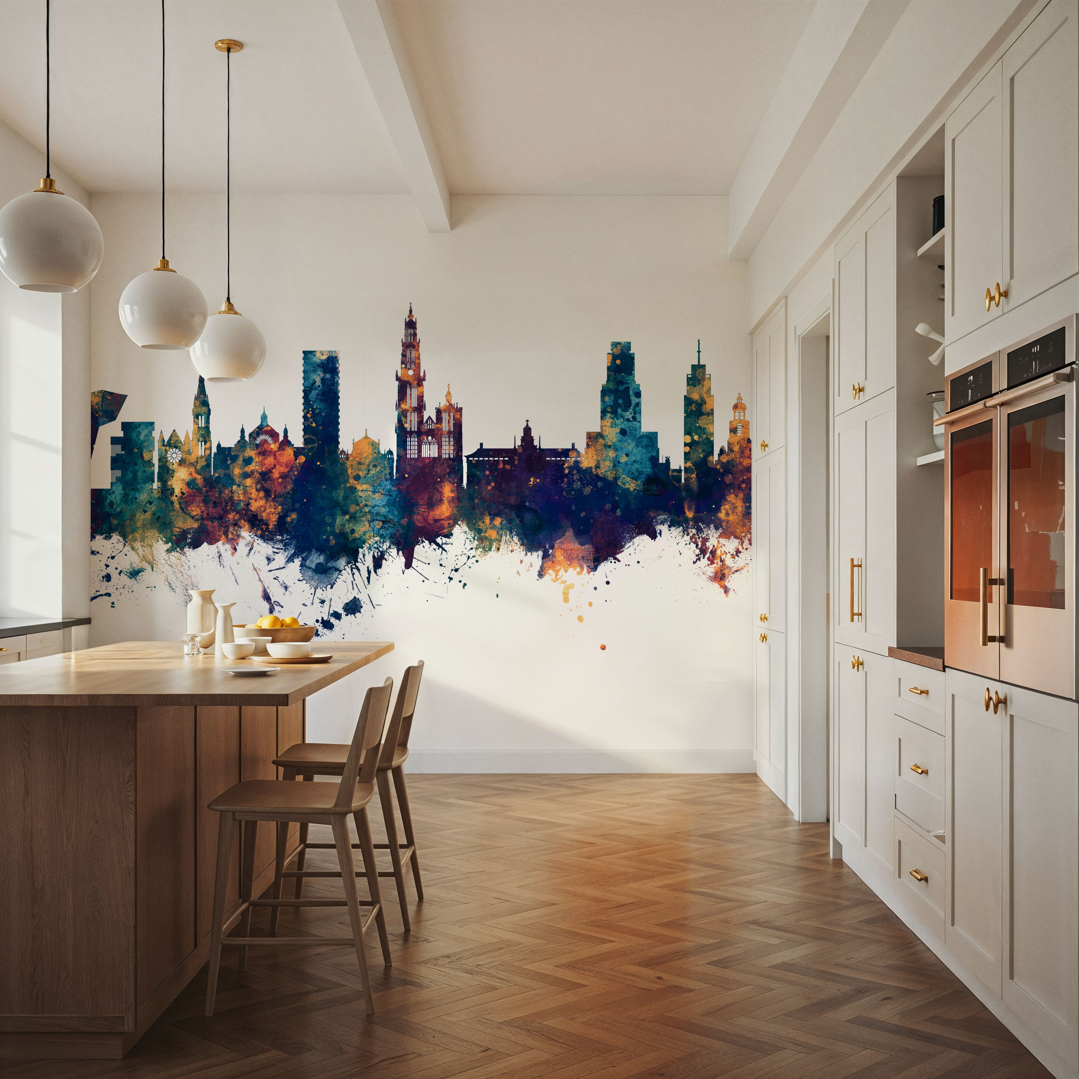 Antwerp Belgium Skyline Blue & Bronze