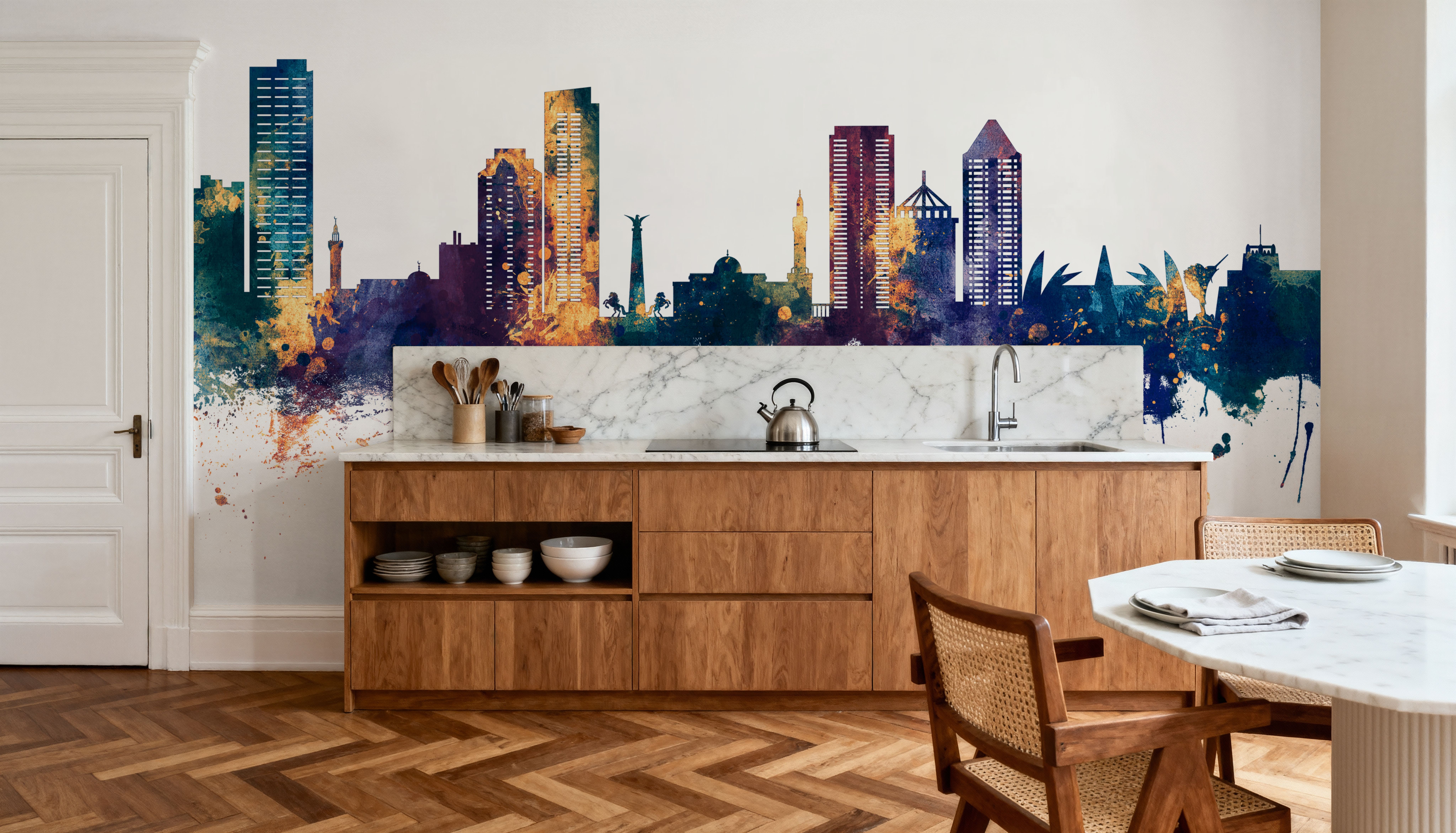 Umm Al Quwain Skyline Blue & Bronze