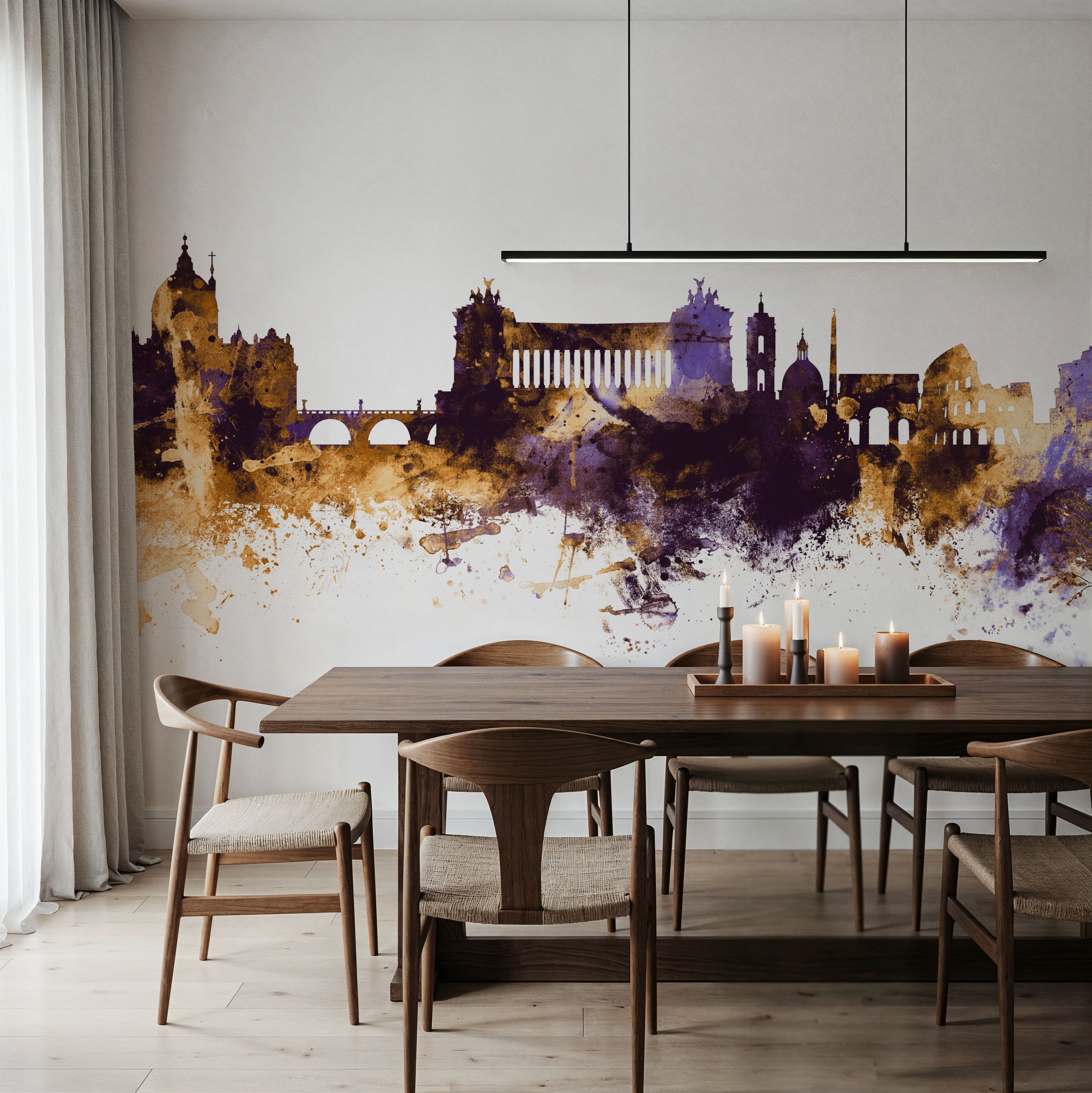 Rome Italy Skyline Purple & Gold