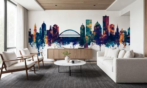 Rochester New York Skyline Blue & Bronze