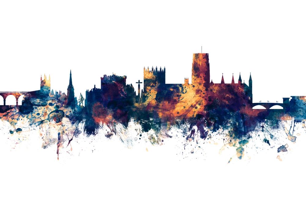 Durham England Skyline Blue & Bronze