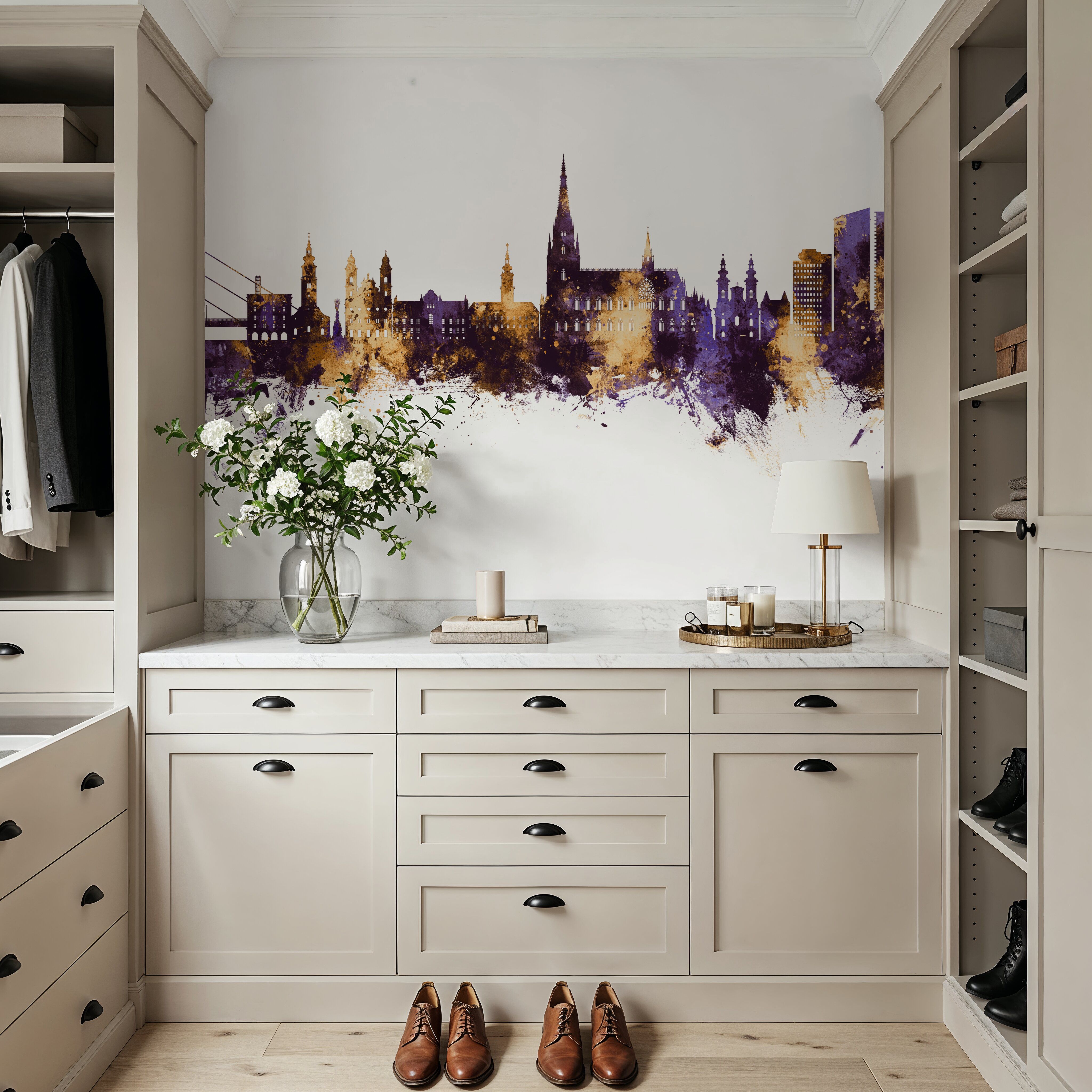 Linz Austria Skyline Purple & Gold