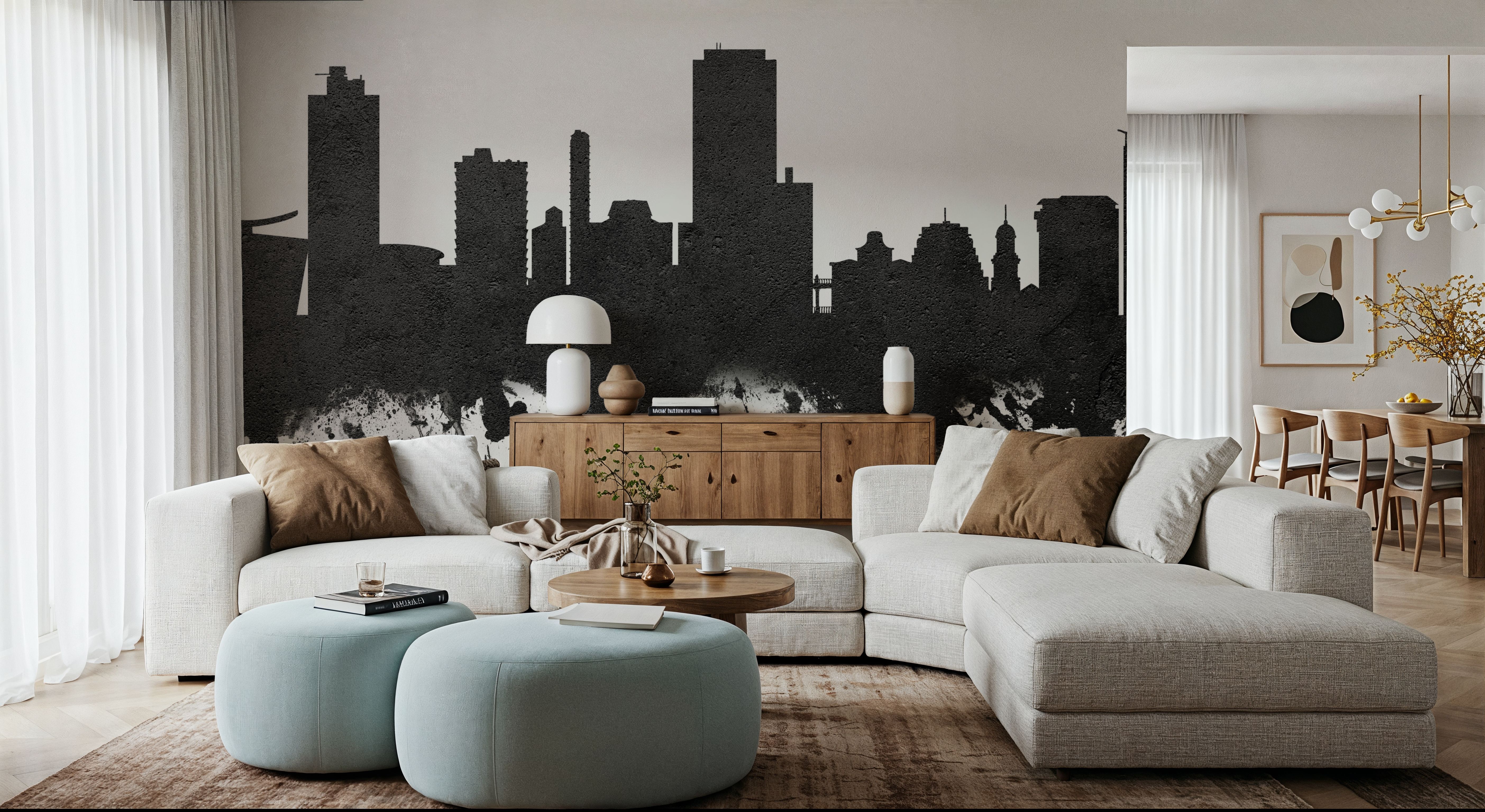 Wellington New Zealand Skyline Blck & White, Wallpaper