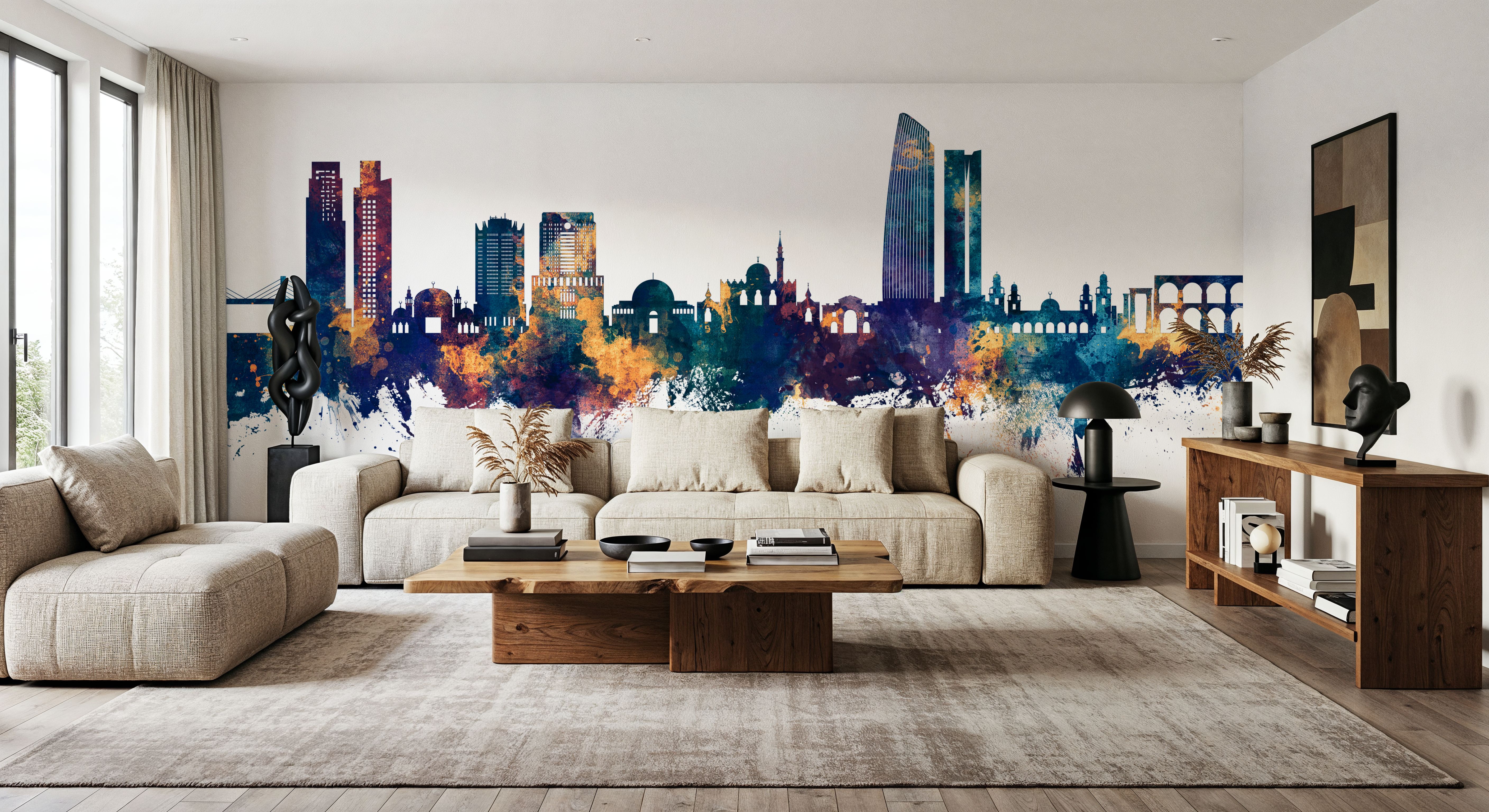 Amman Skyline Blue & Bronze, Tapeten