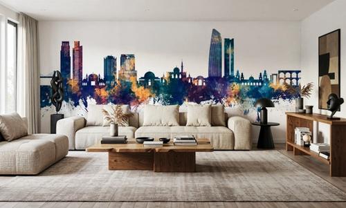 Amman Skyline Blue & Bronze