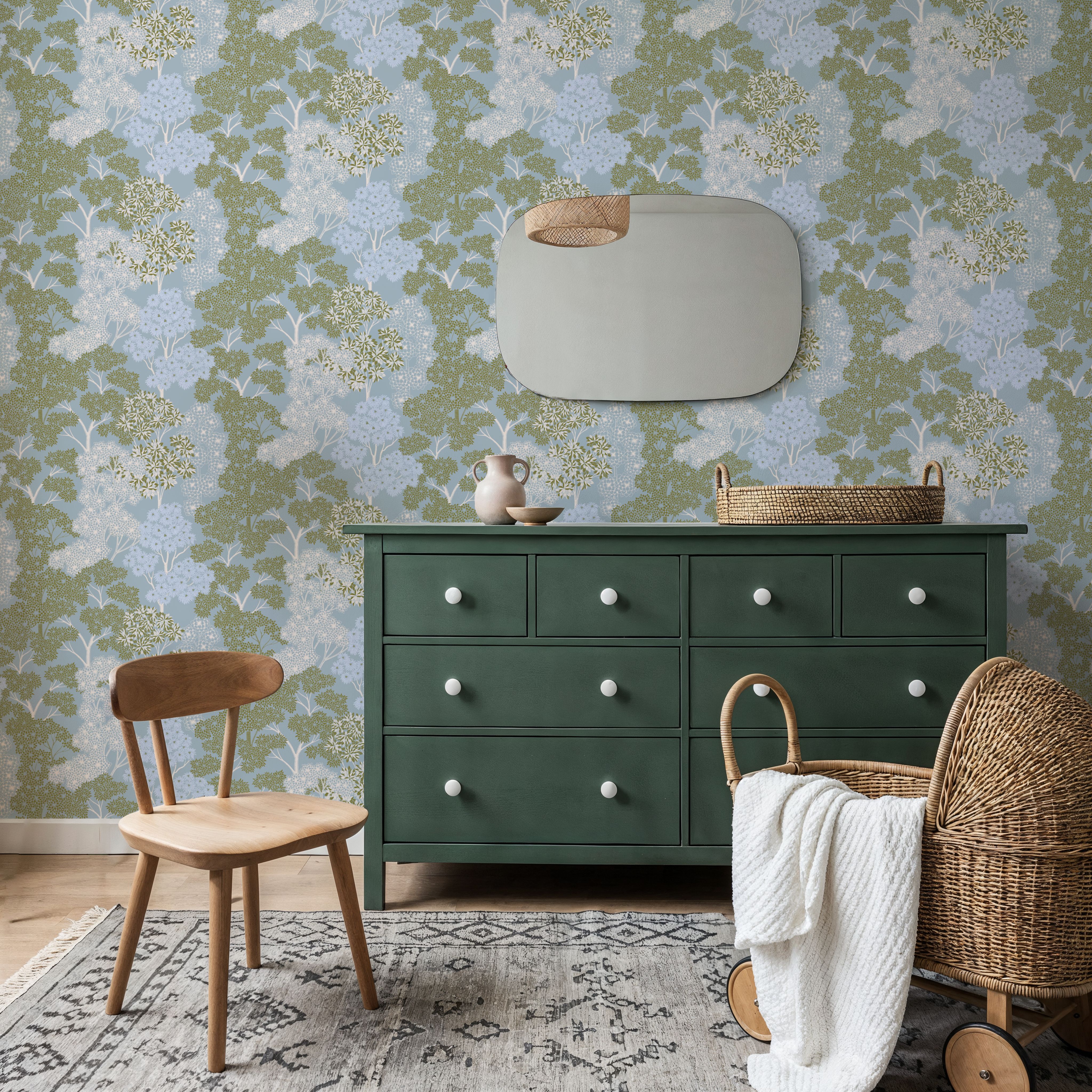Overleaf Woodland Pattern, French Blue