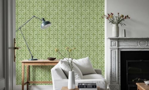 Quatrefoil Watercolor Trellis, Grass