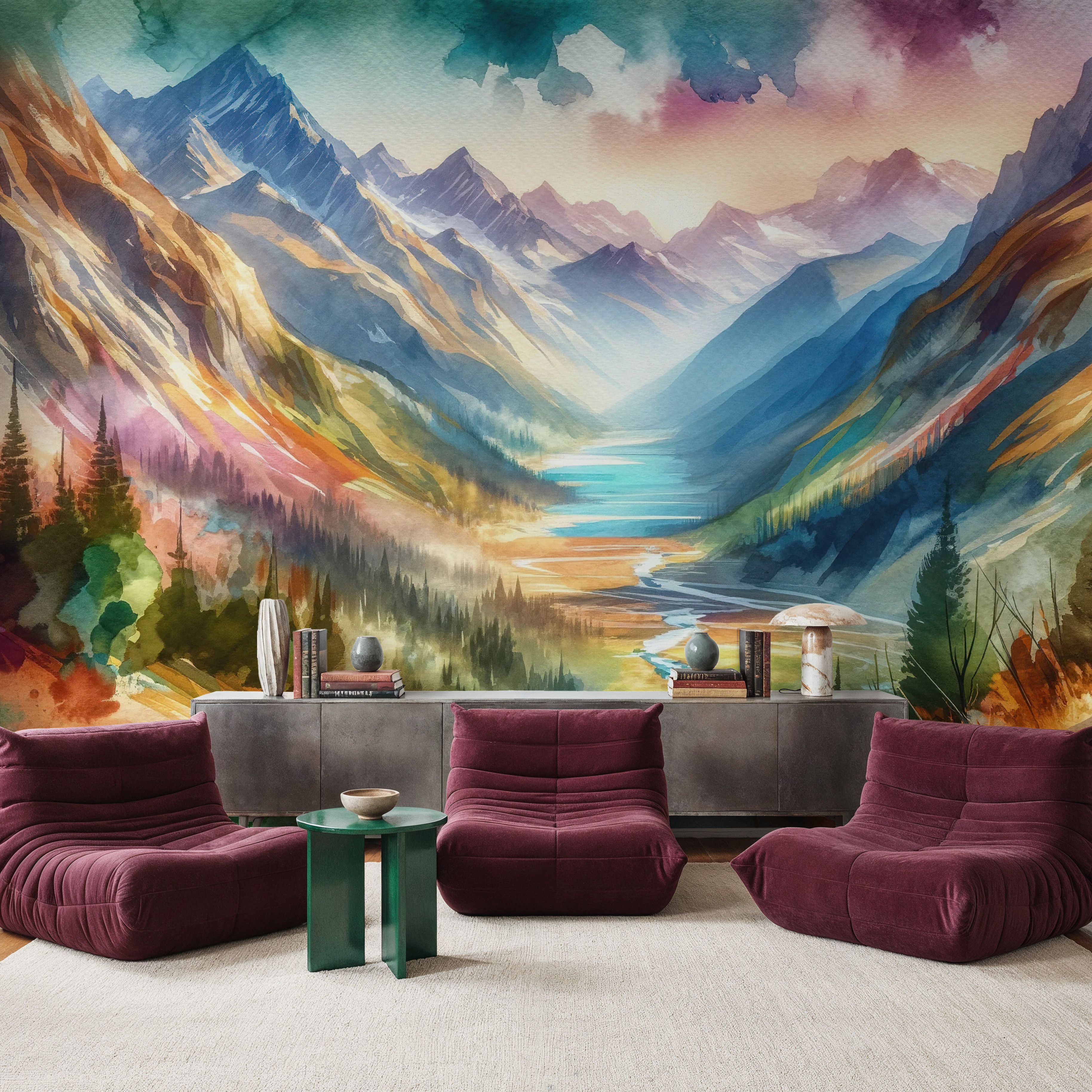 Colorful Mountain Valley Landscape