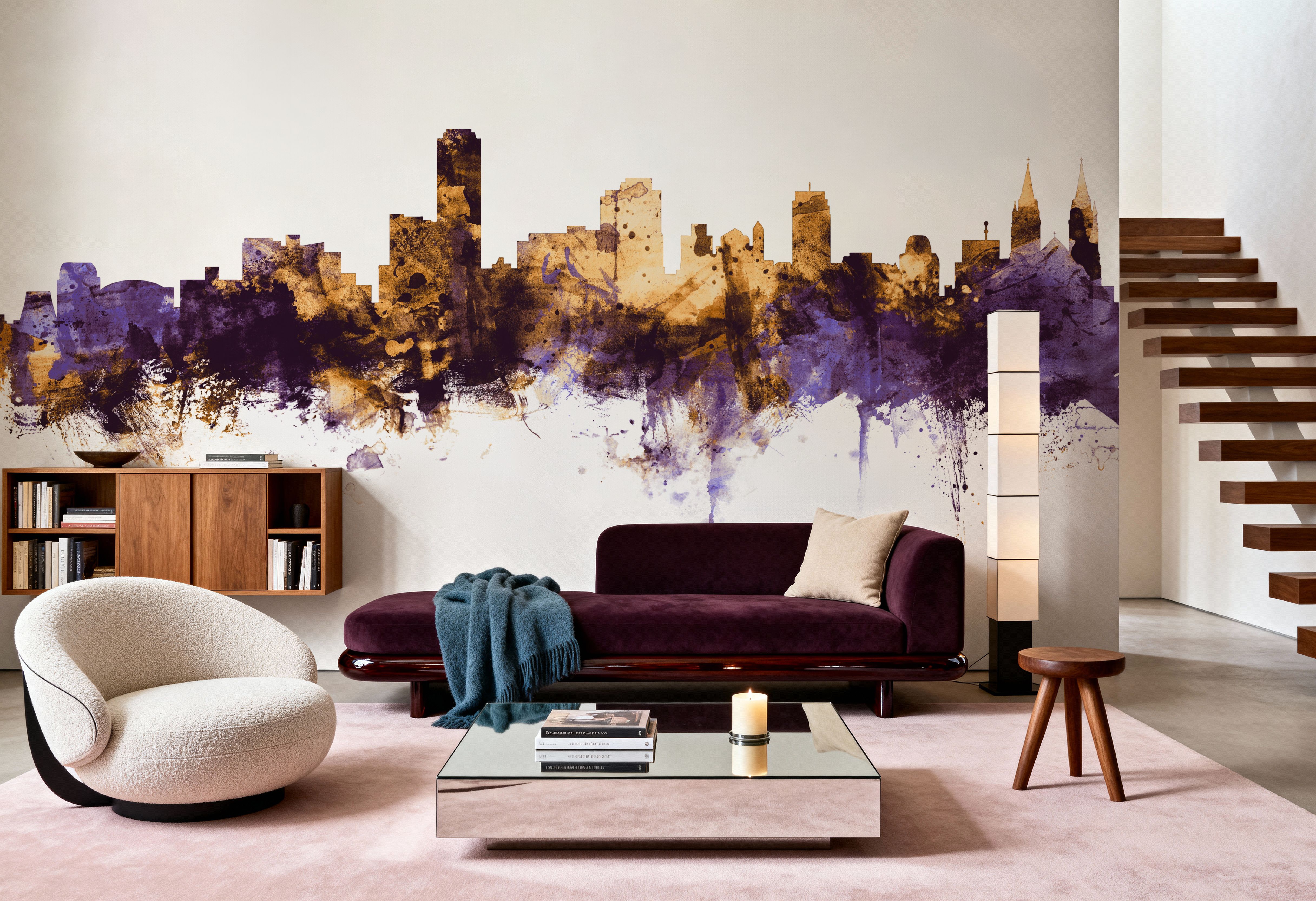 Adelaide Australia Skyline Purple & Gold