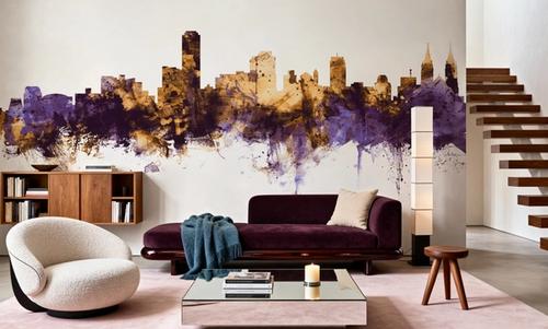 Adelaide Australia Skyline Purple & Gold