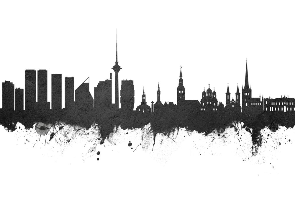 Tallinn Estonia Skyline Black & White