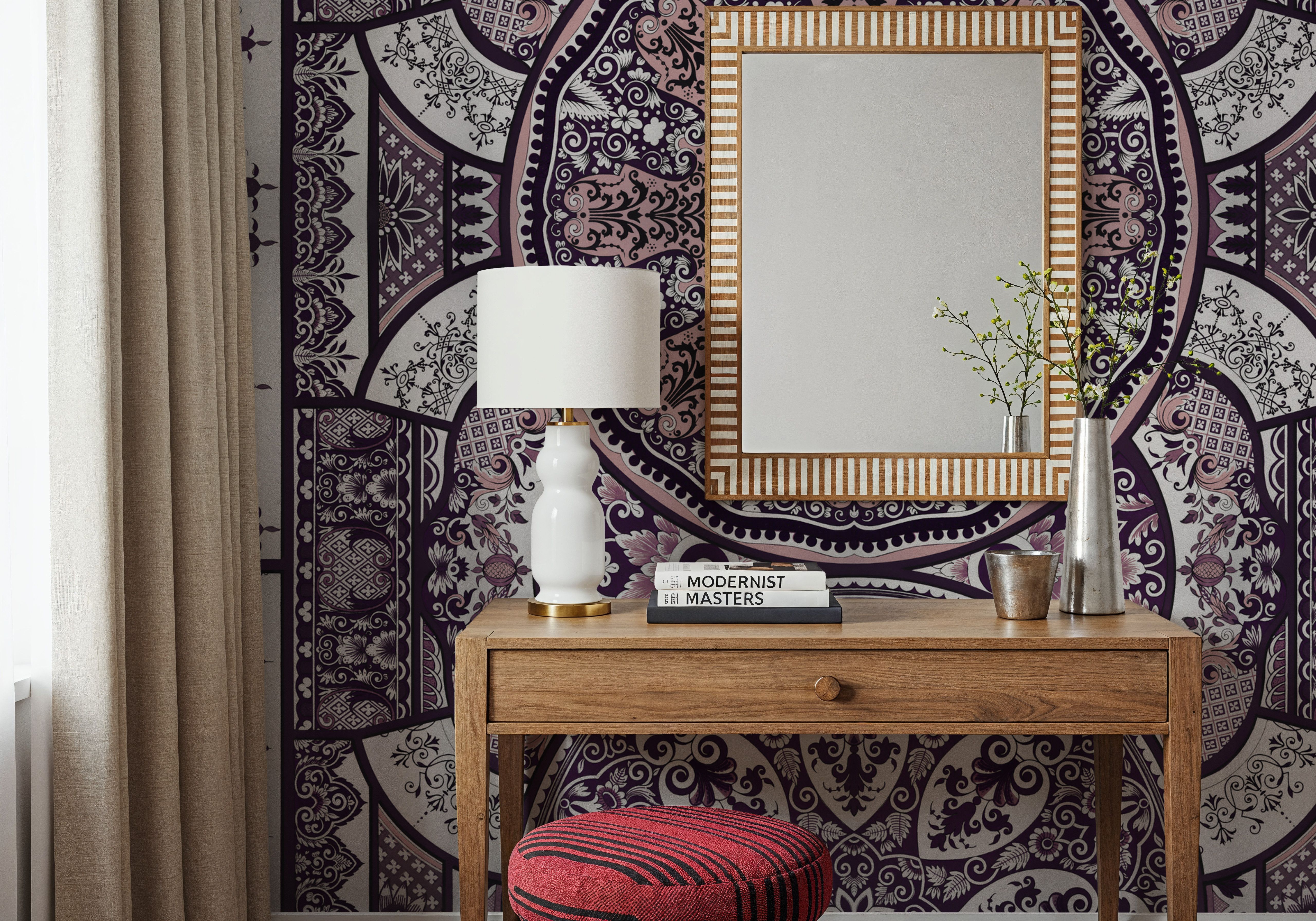 Eastern Tales, Plum, Wallpaper