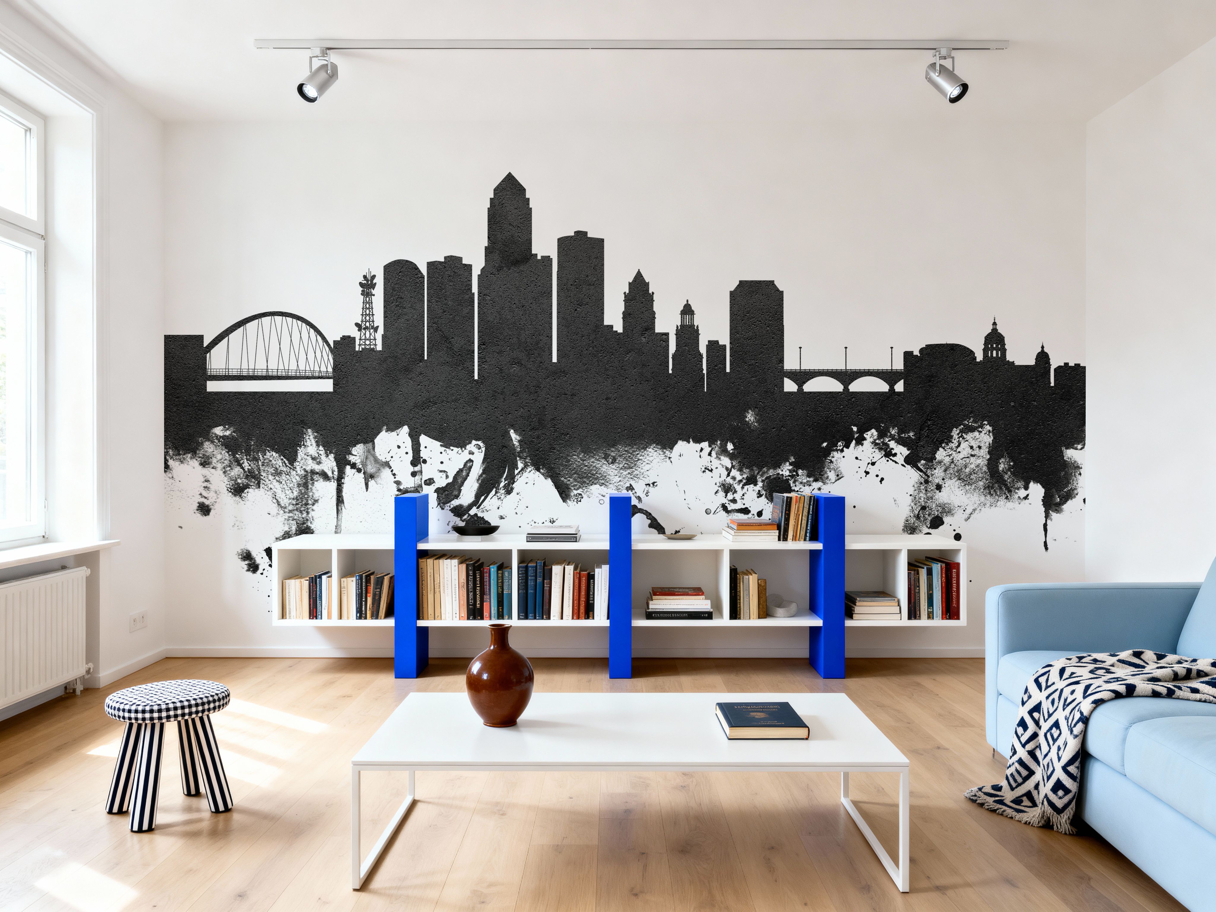 Des Moines Iowa Skyline Black & White