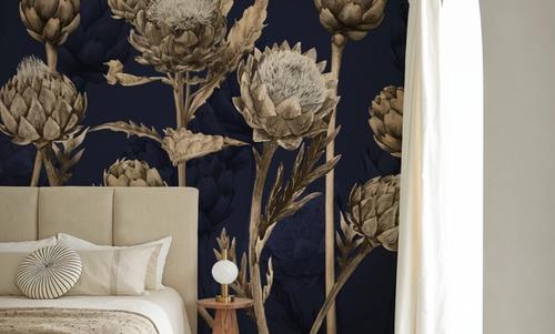Artichoke Blooms, Navy Blue