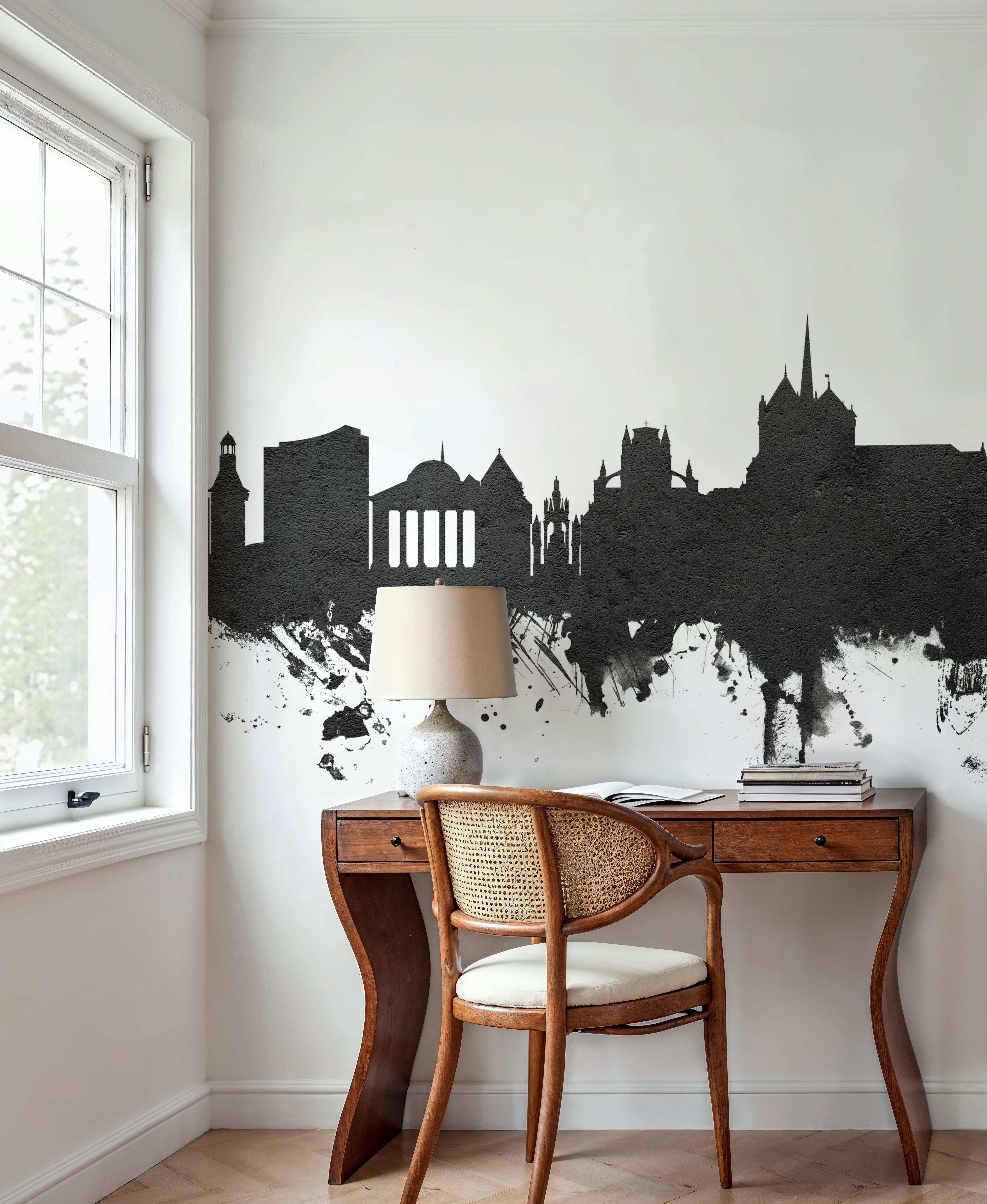 Geneva Switzerland Skyline Black & White