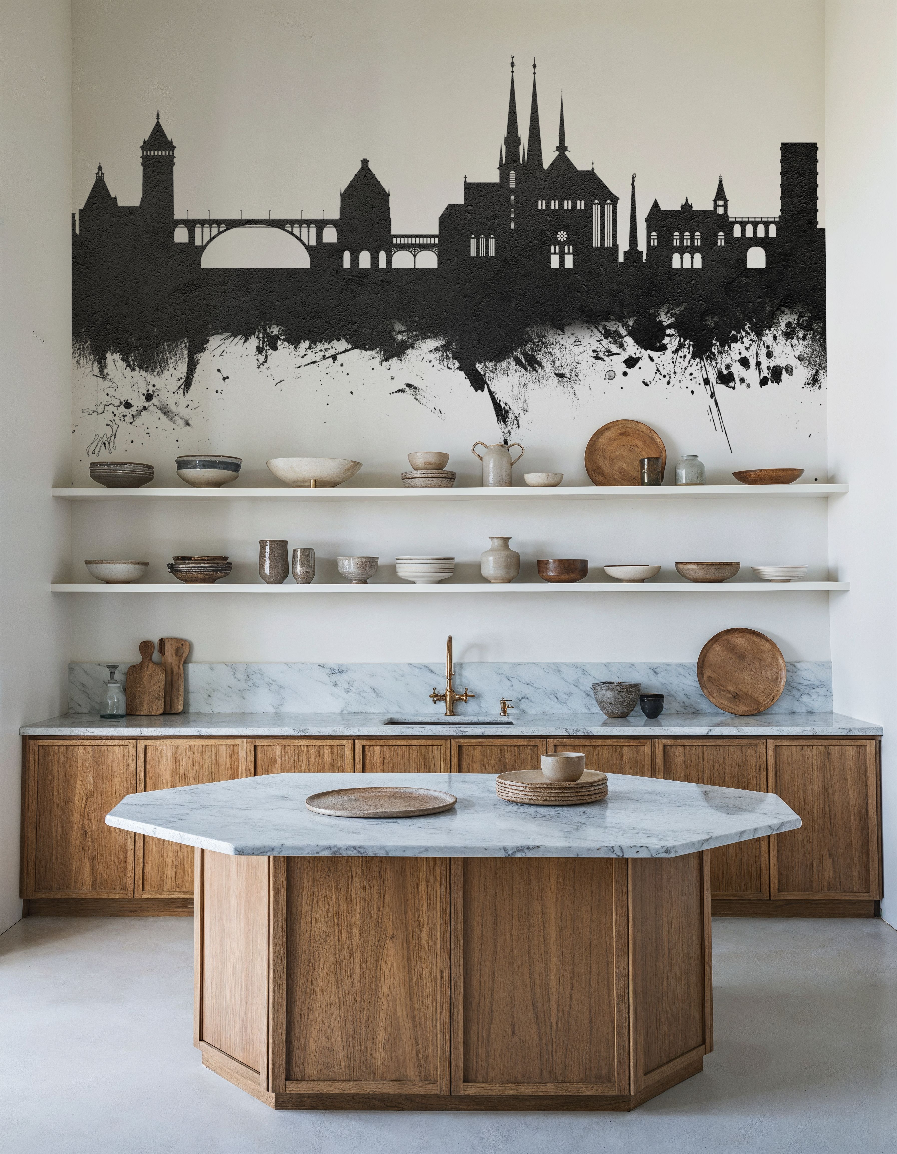 Luxembourg City Skyline Black & White