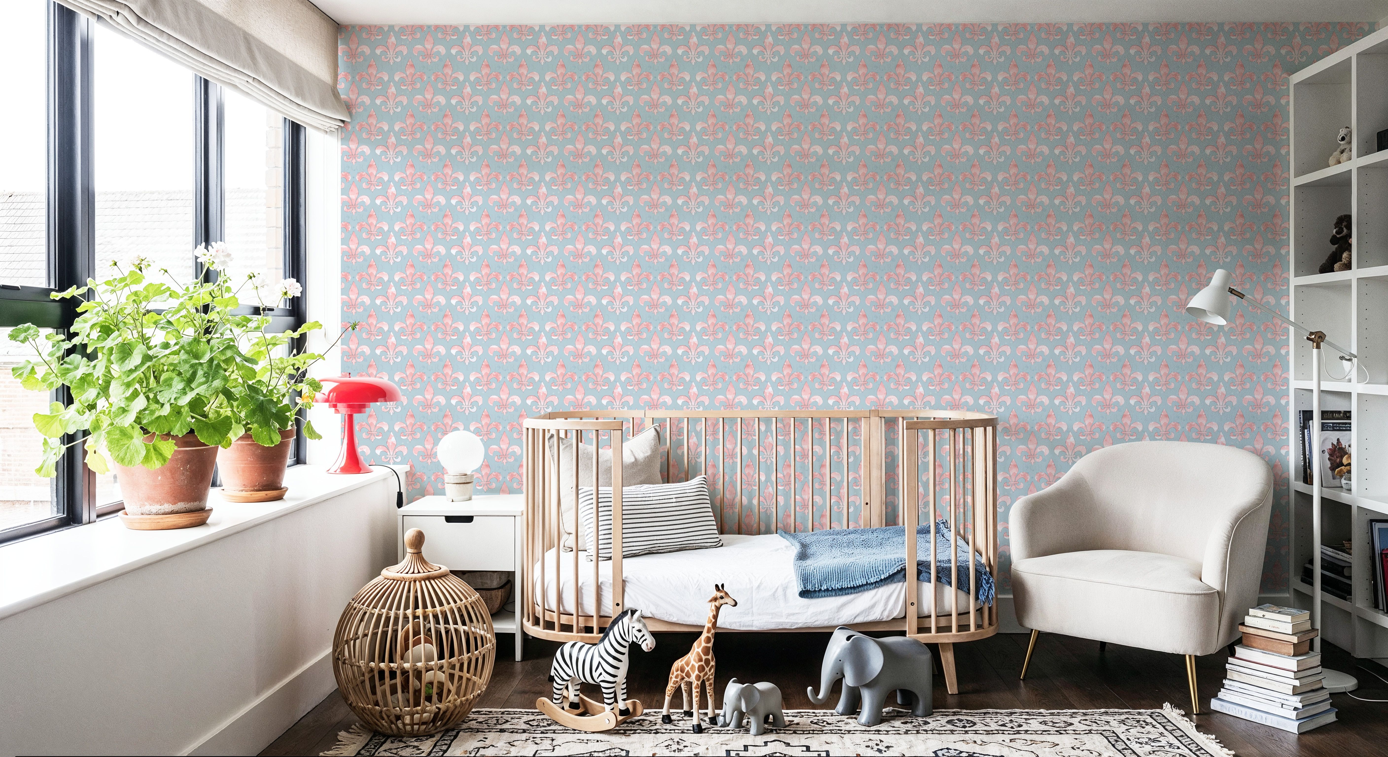 More Fleurs de Lis Blue, Wallpaper