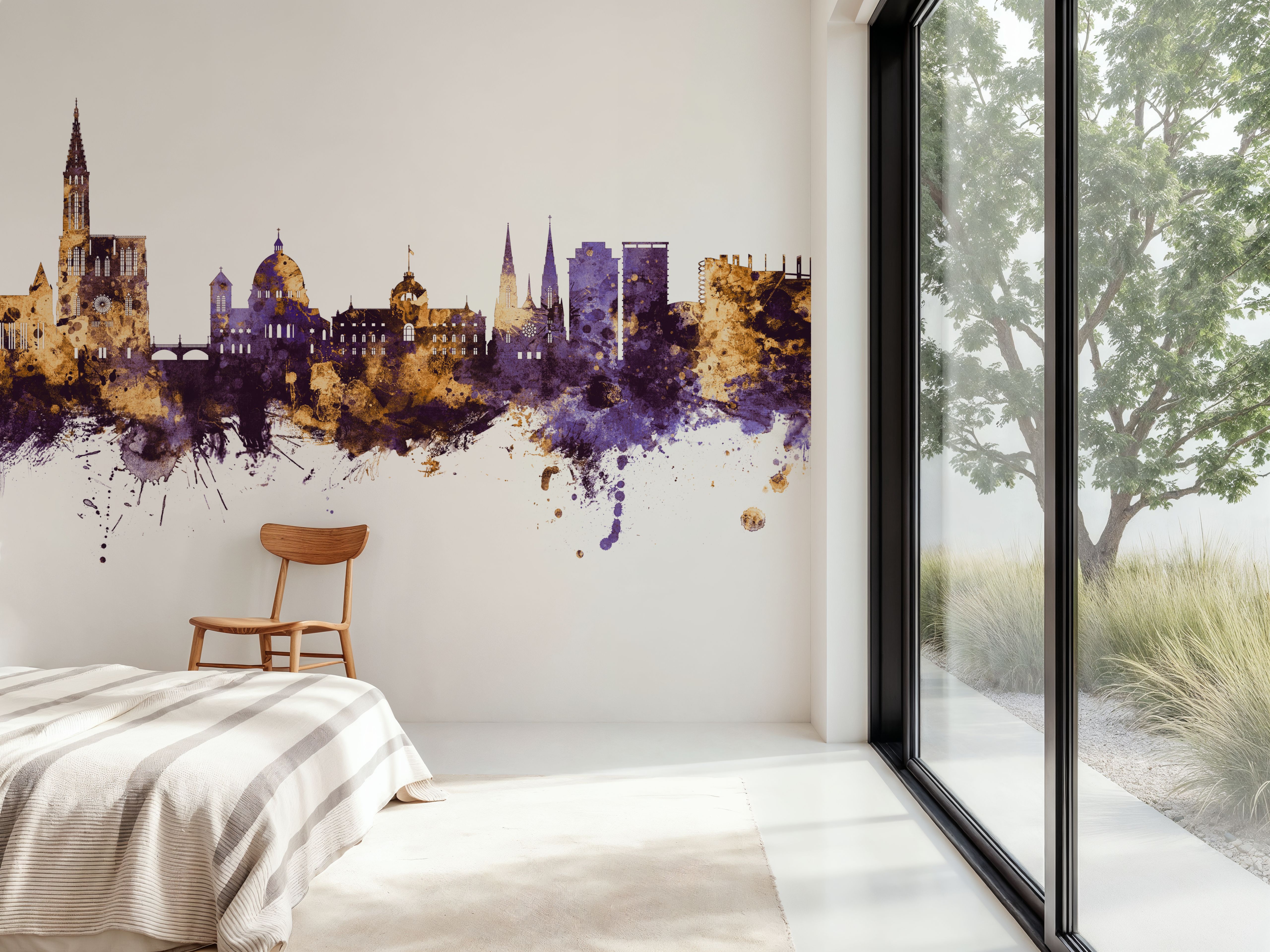 Strasbourg France Skyline Purple & Gold