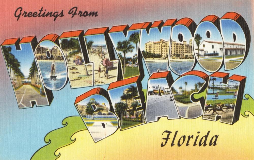 Greetings from Hollywood Beach - Screenprint Postcard