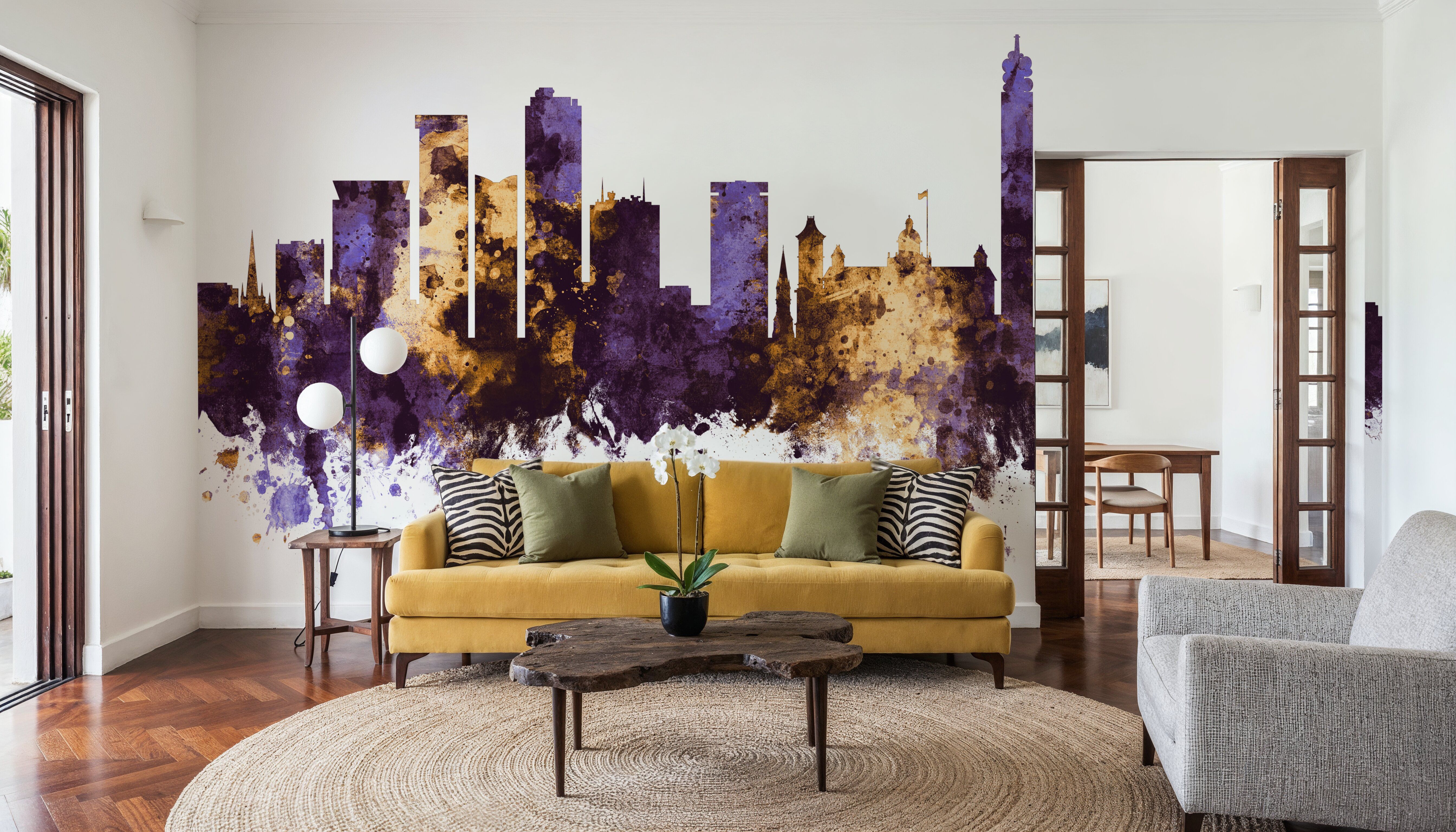 Birmingham England Skyline Purple & Gold