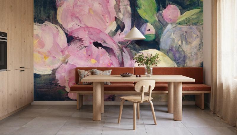 Evening Peonies wallpaper mural 100% PVC-free and non-toxic